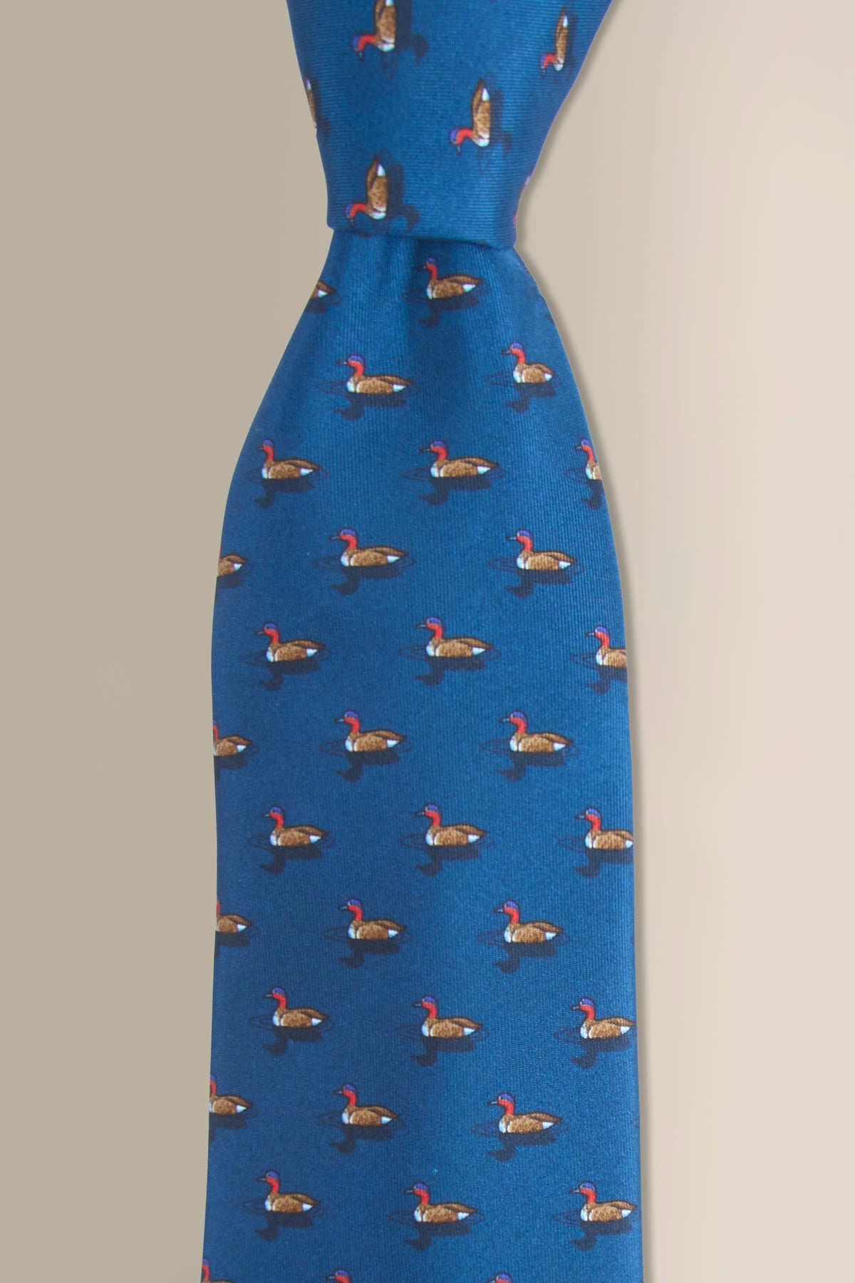 Navy Duck Printed Silk Tie