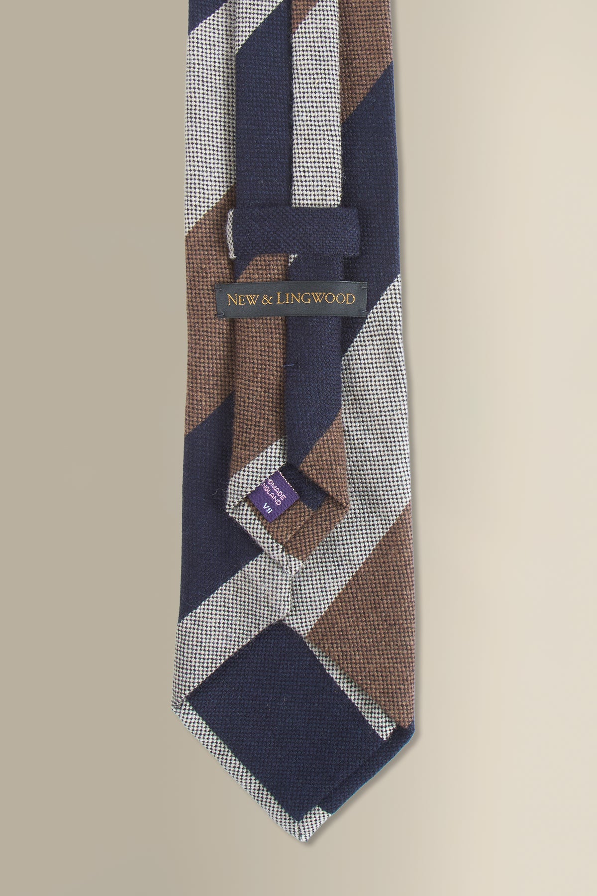 Navy Stripe Woven Wool Tie