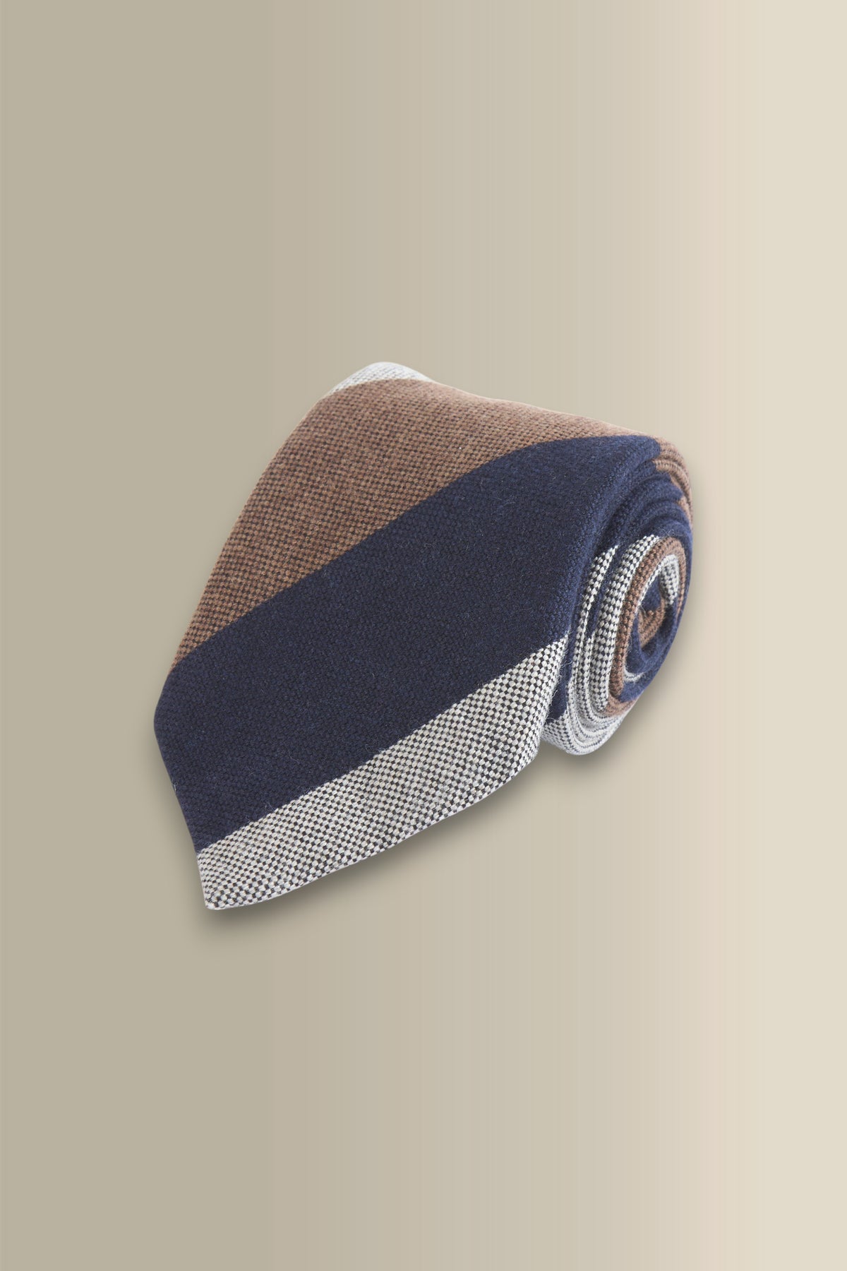 Navy Stripe Woven Wool Tie