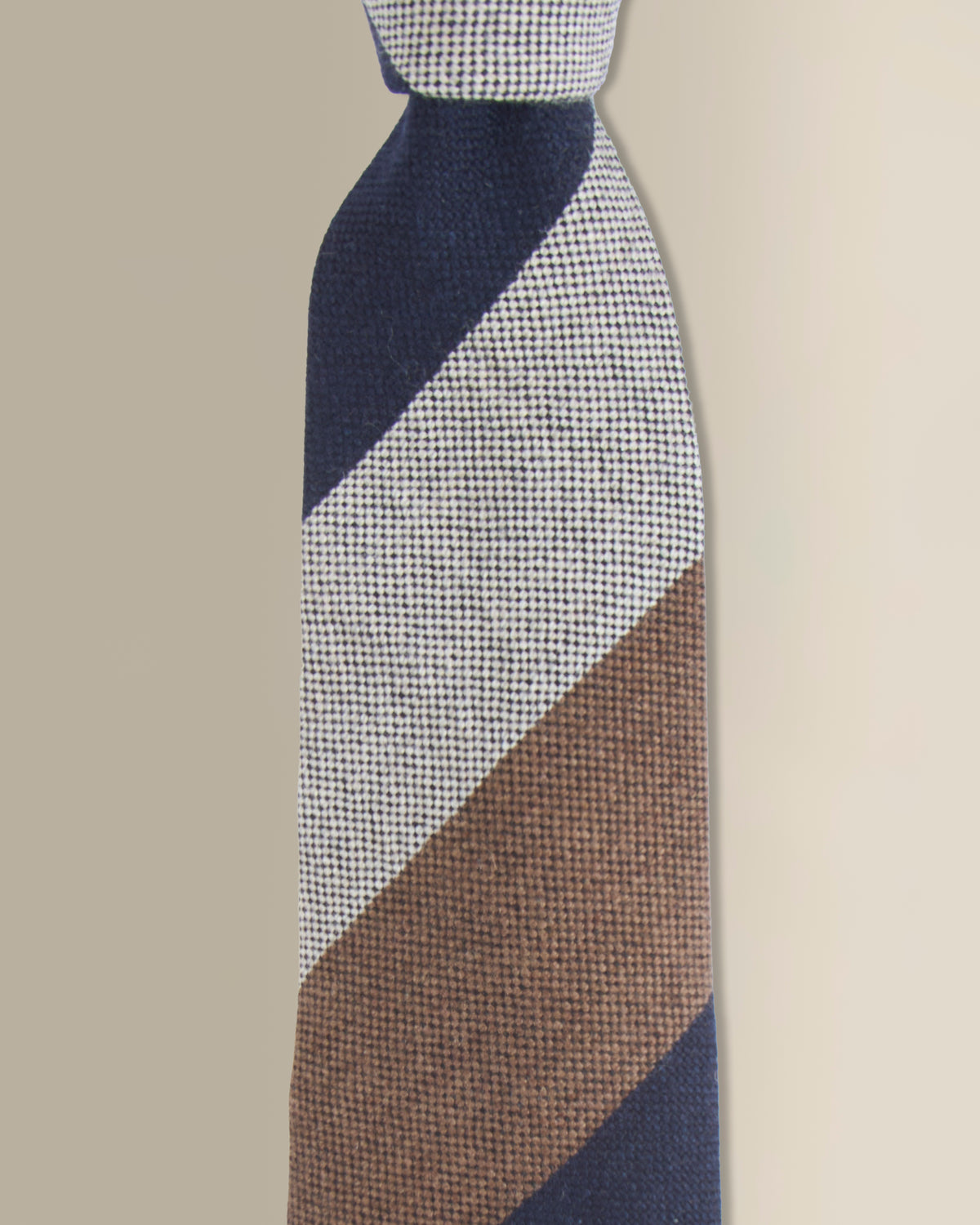 Navy Stripe Woven Wool Tie