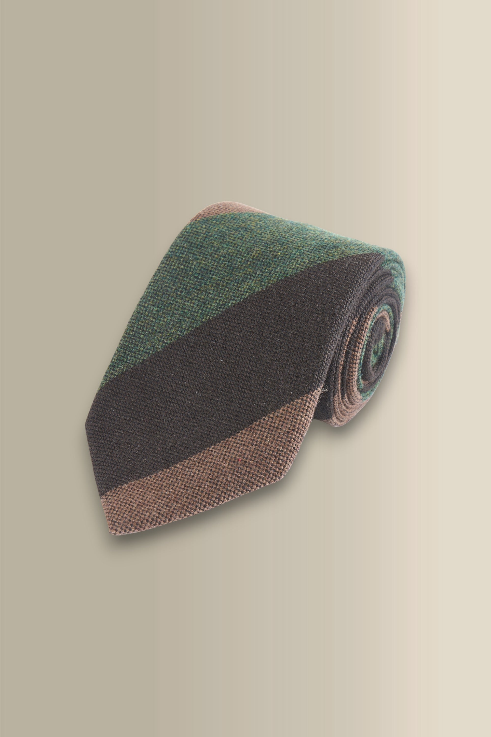 Green Stripe Woven Wool Tie