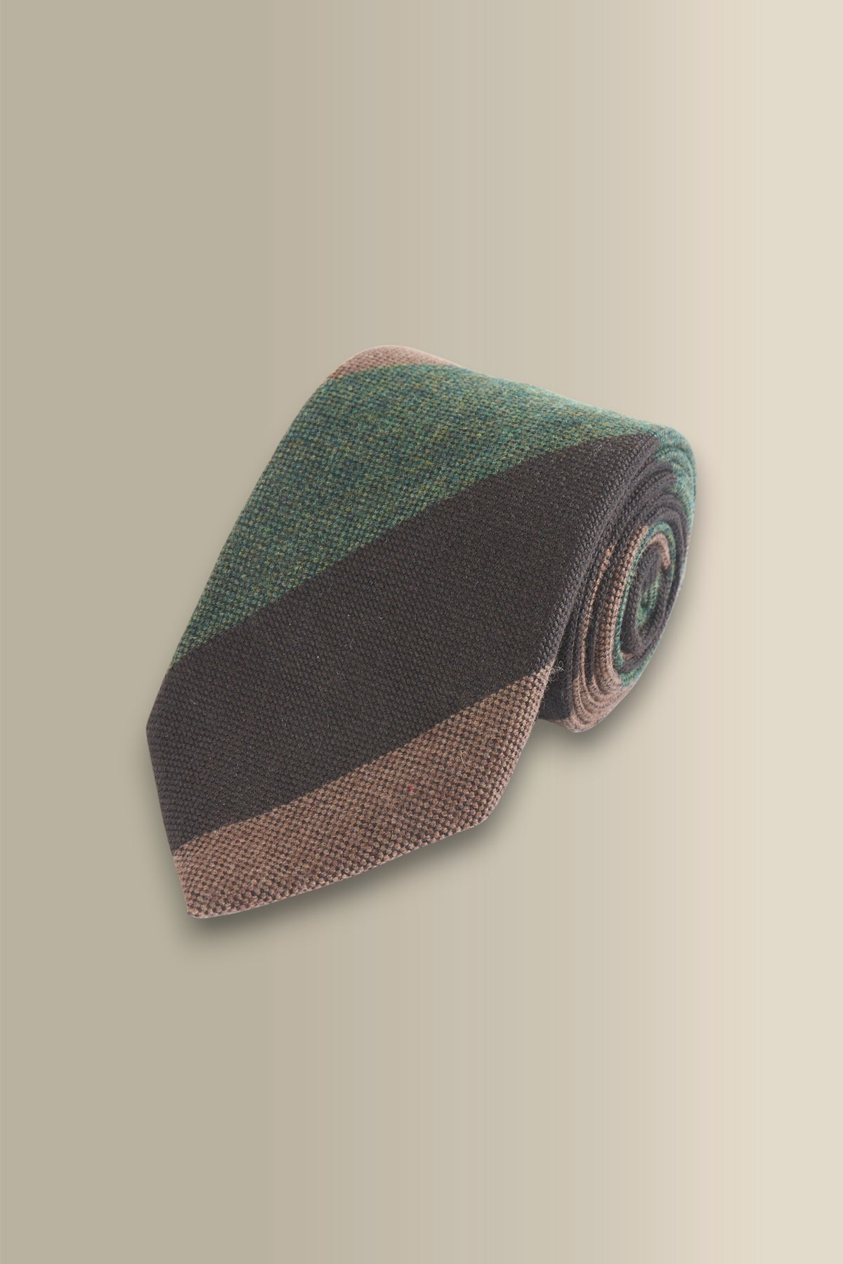 Green Stripe Woven Wool Tie