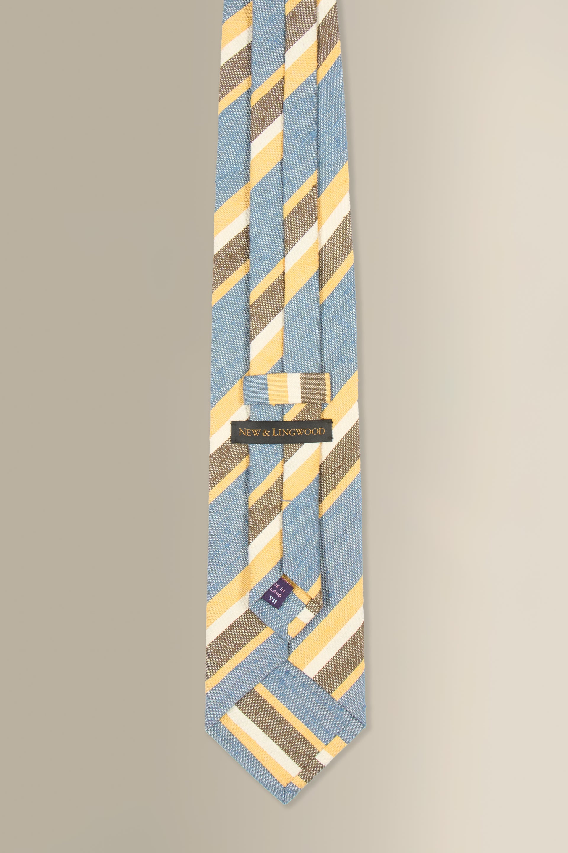 Blue & Yellow Stripe Cotton & Silk Tie