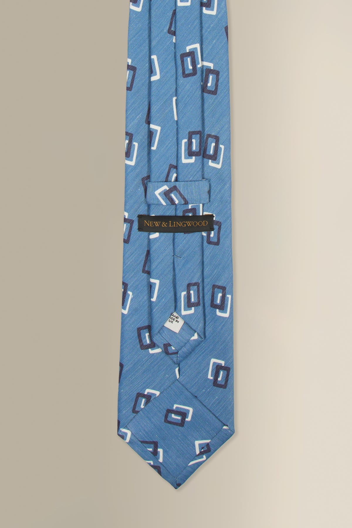 Blue Shapes Printed Linen & Silk Tie