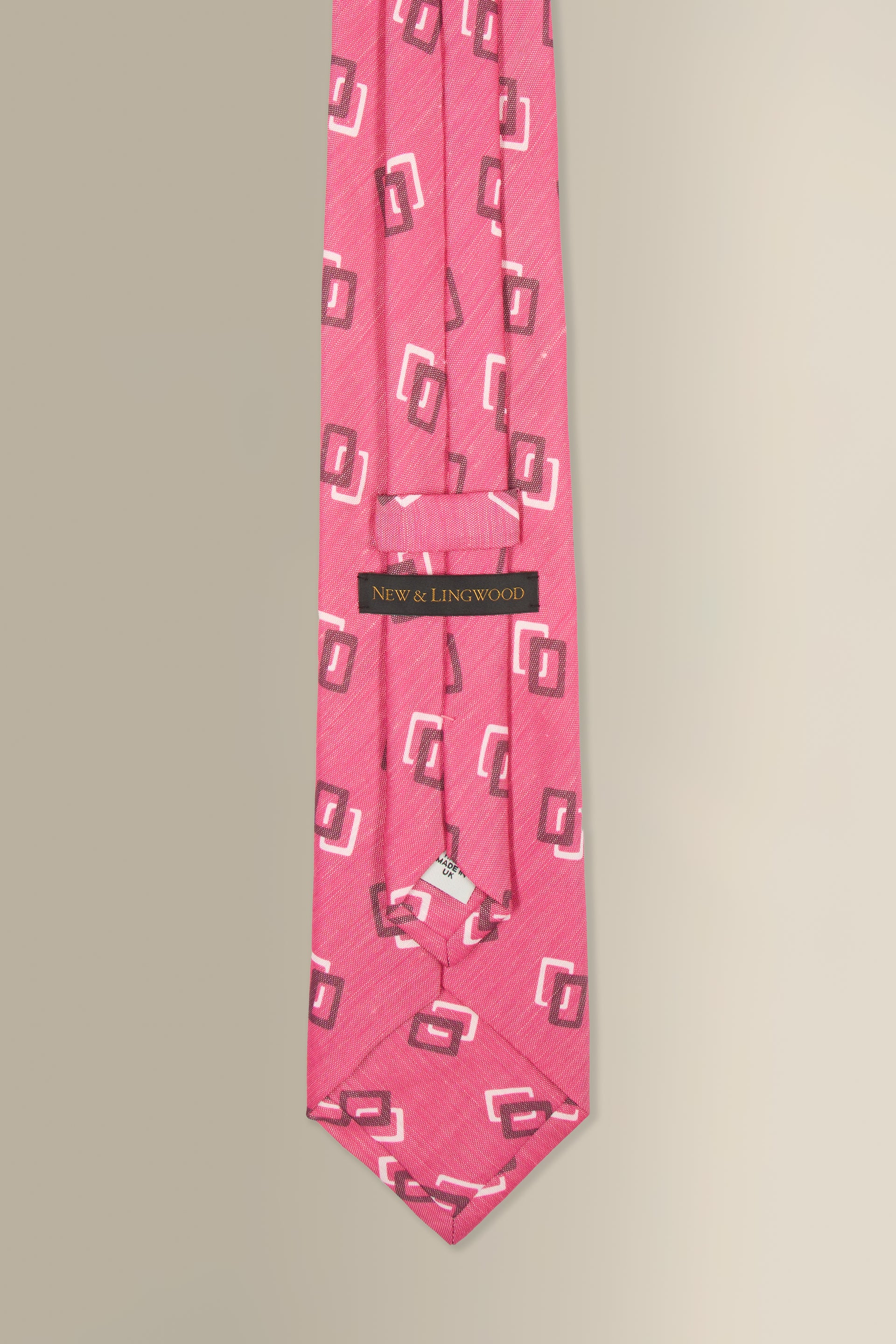 Pink Shapes Printed Linen & Silk Tie