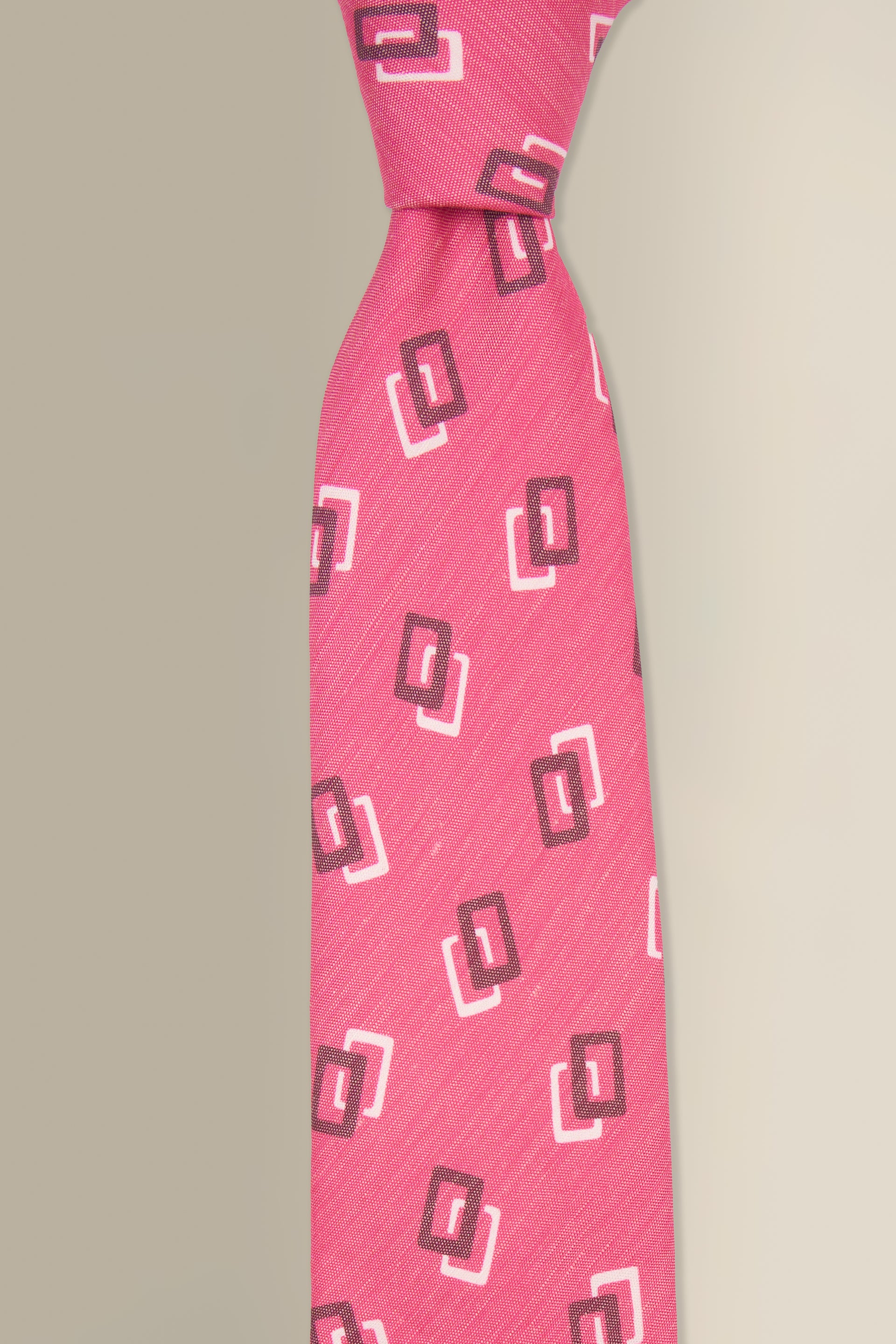Pink Shapes Printed Linen & Silk Tie