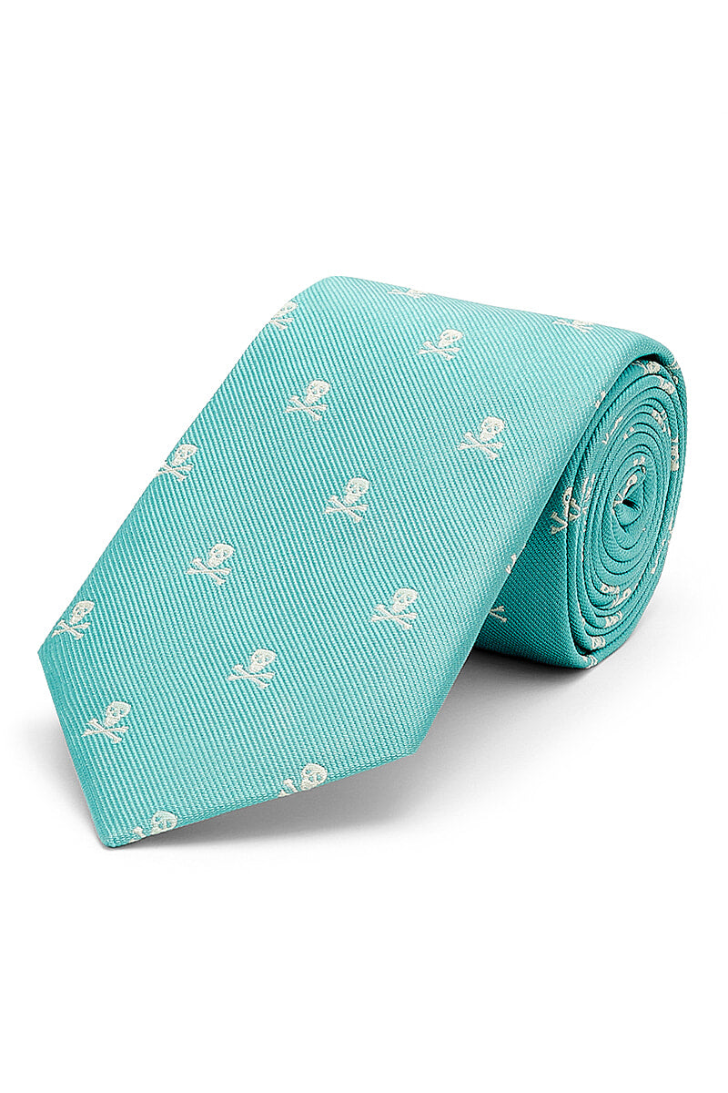 Green & Cream Skull & Crossbones Tie