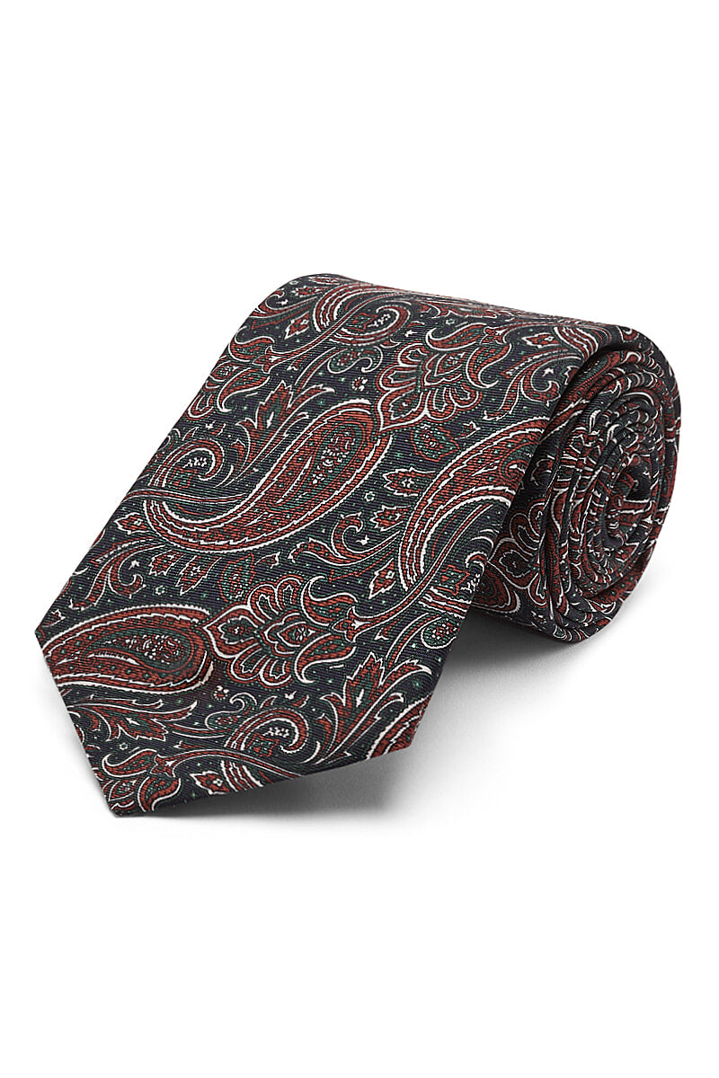 Green & Navy Paisley Silk Tie