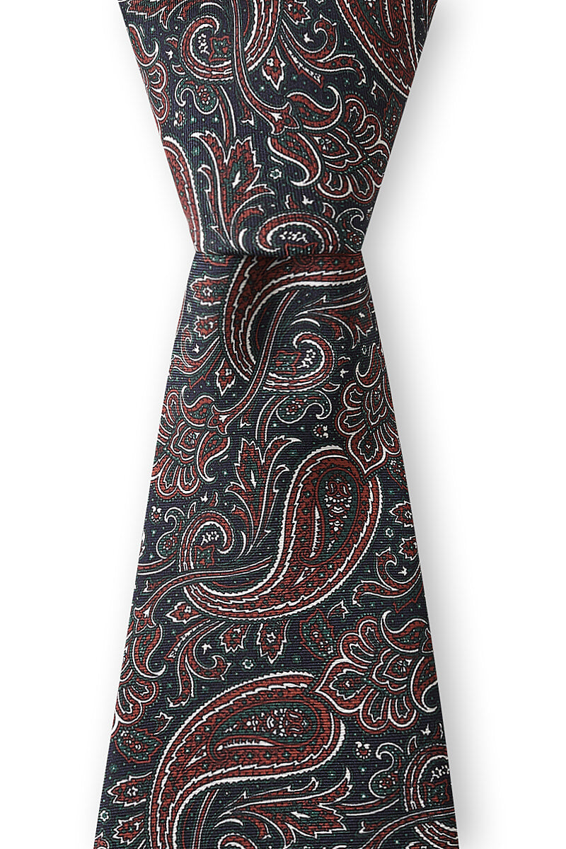 Green & Navy Paisley Silk Tie