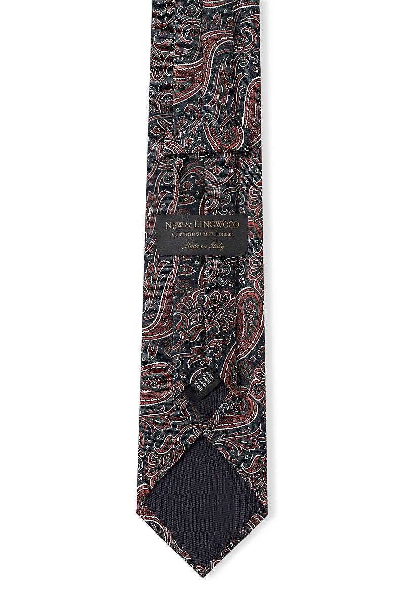 Green & Navy Paisley Silk Tie