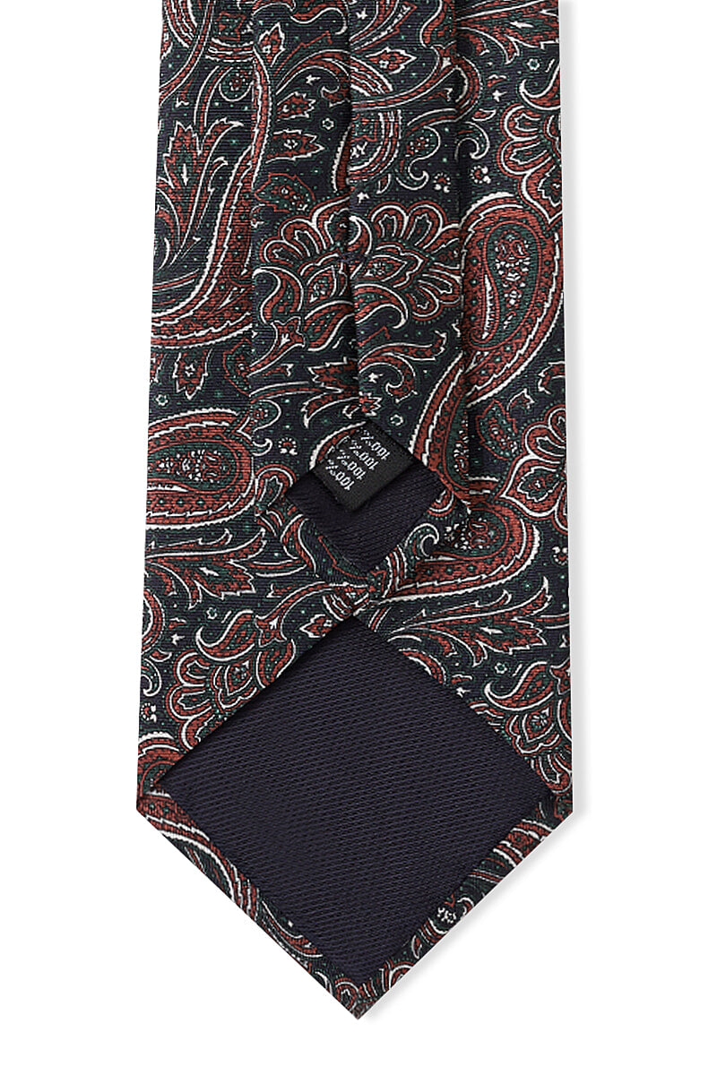Green & Navy Paisley Silk Tie