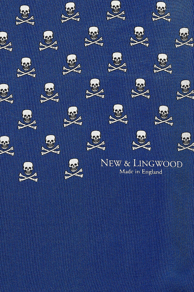 Mid Blue Skull & Crossbones Silk Scarf