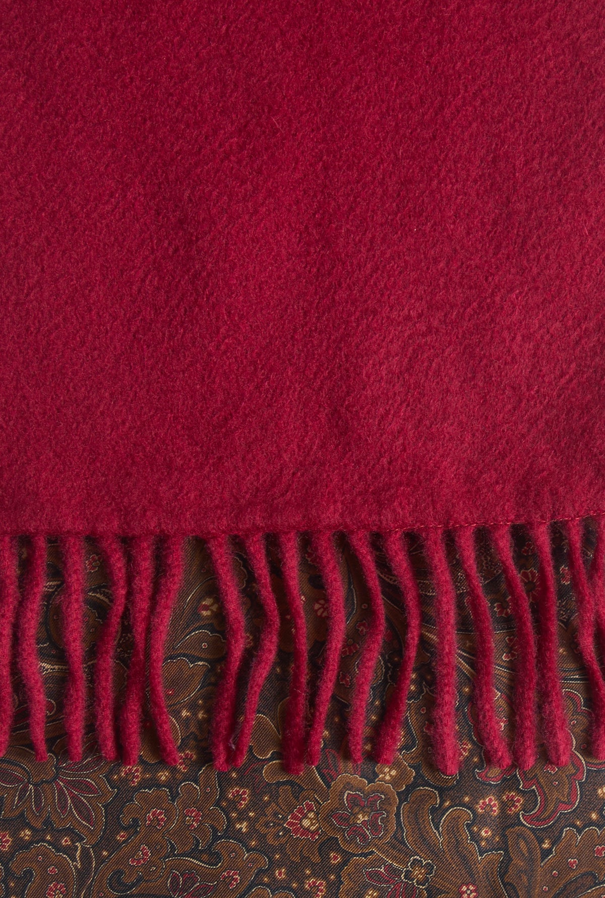 Wine Paisley Cashmere Backed Printed Silk Scarf