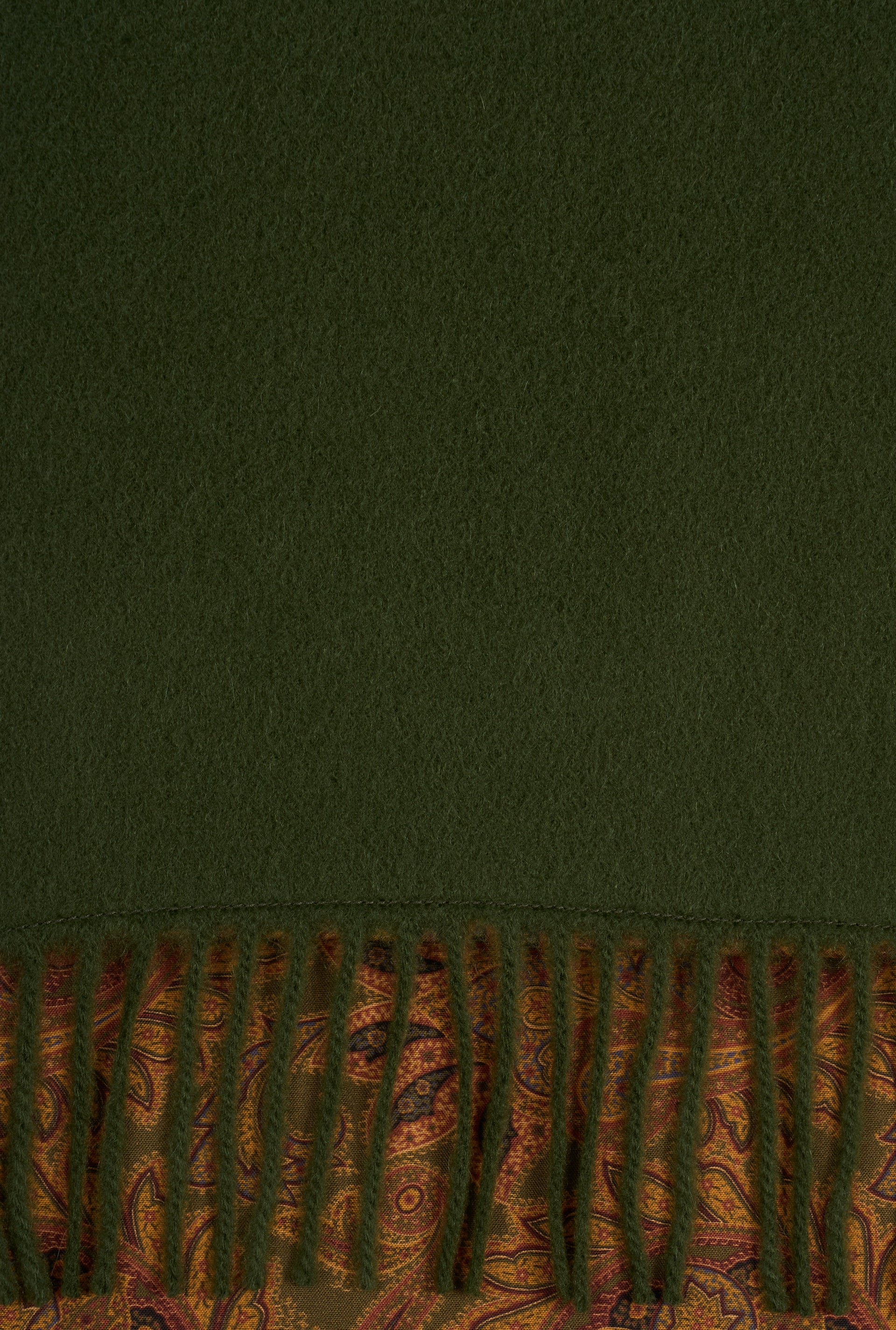Green Cashmere Backed Printed Silk Scarf