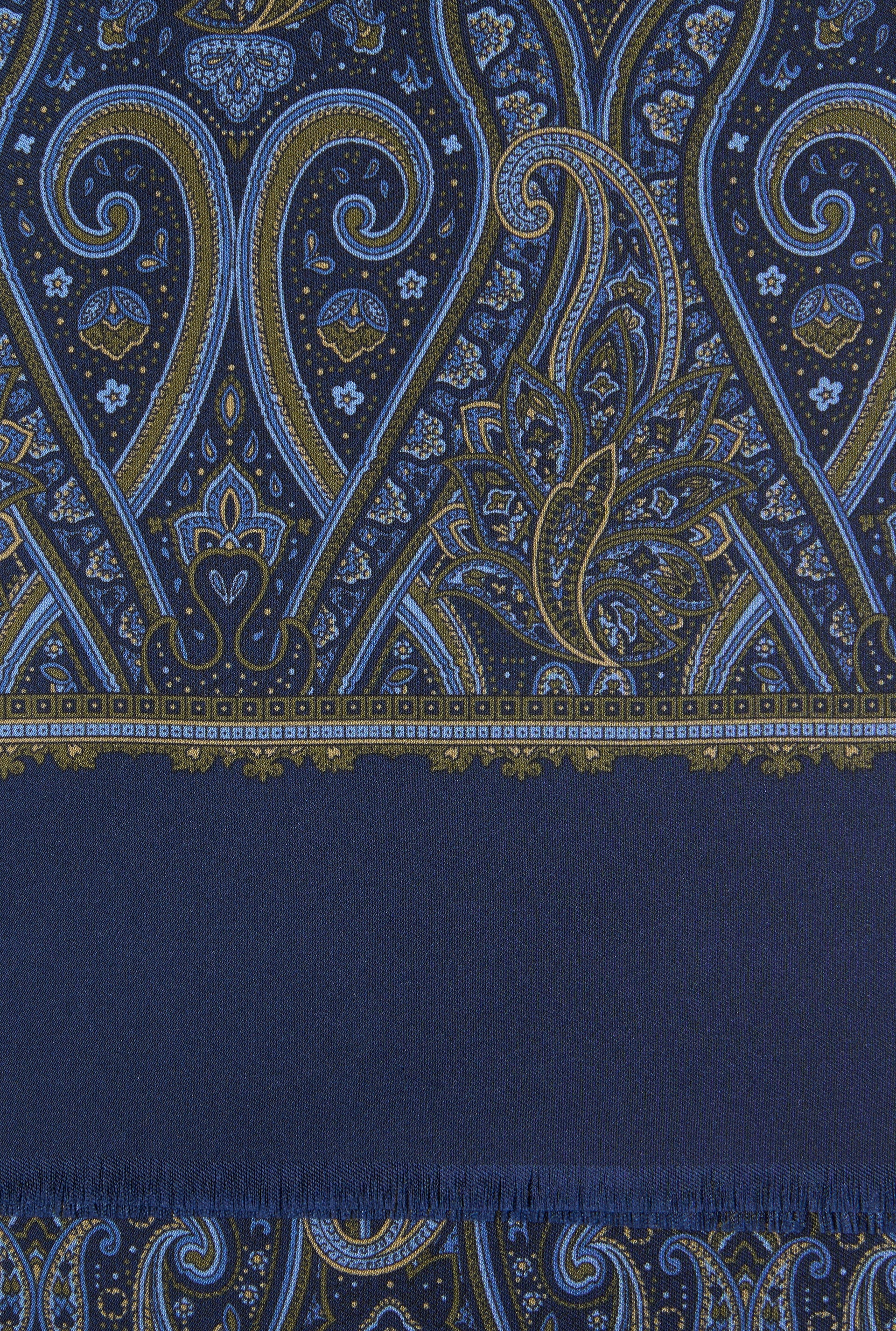 Navy Paisley Printed Silk Scarf