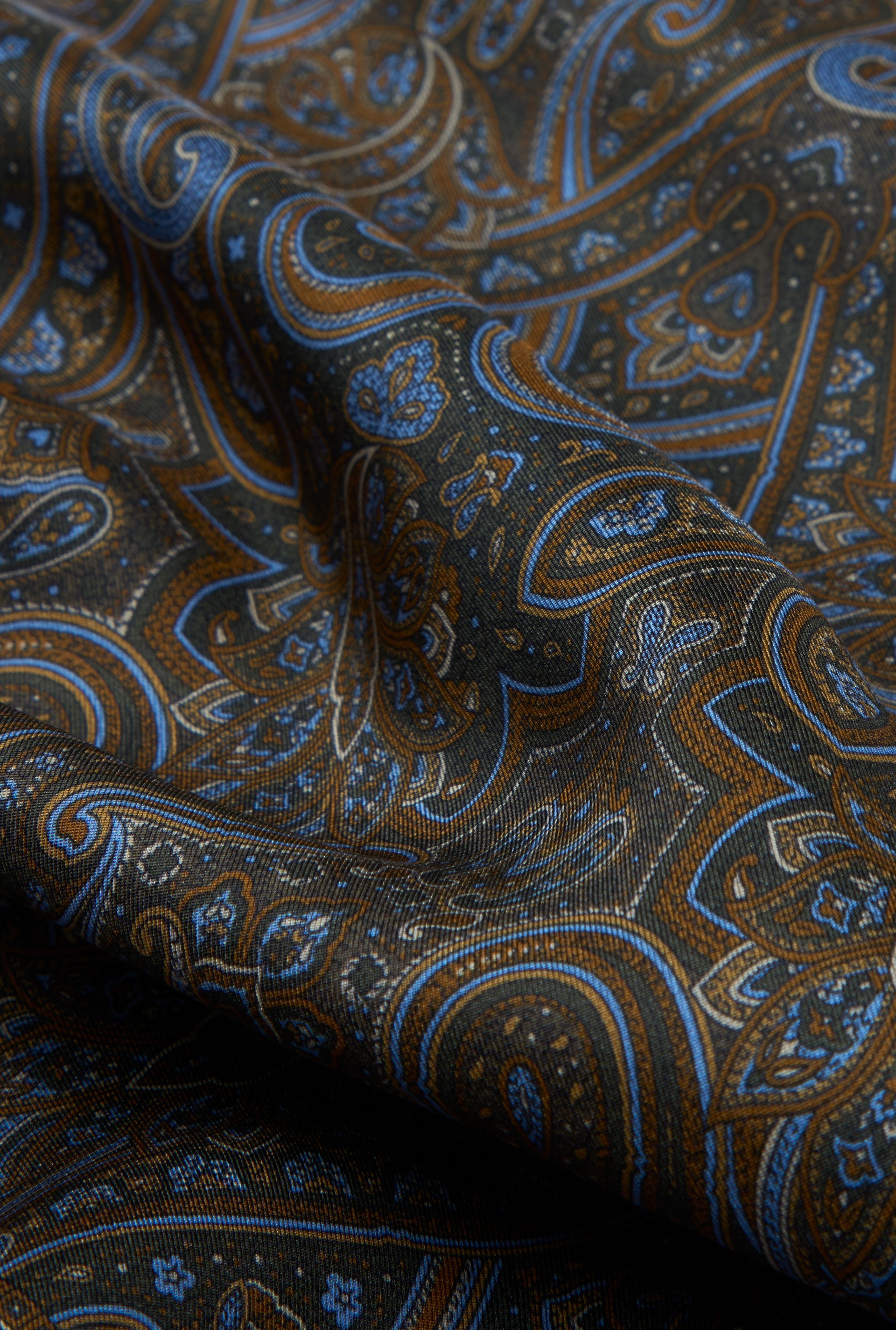 Khaki Paisley Printed Silk Scarf