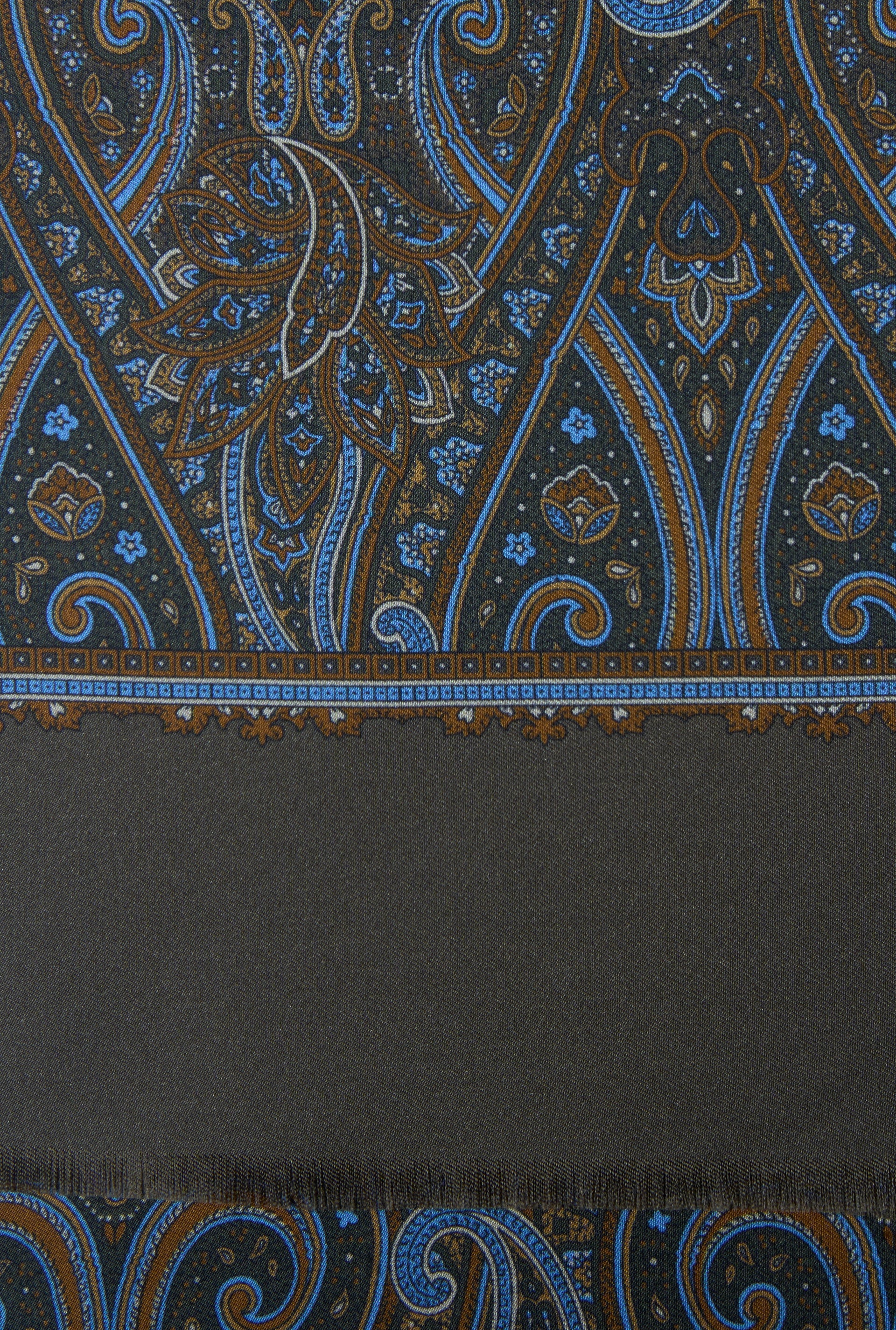Khaki Paisley Printed Silk Scarf