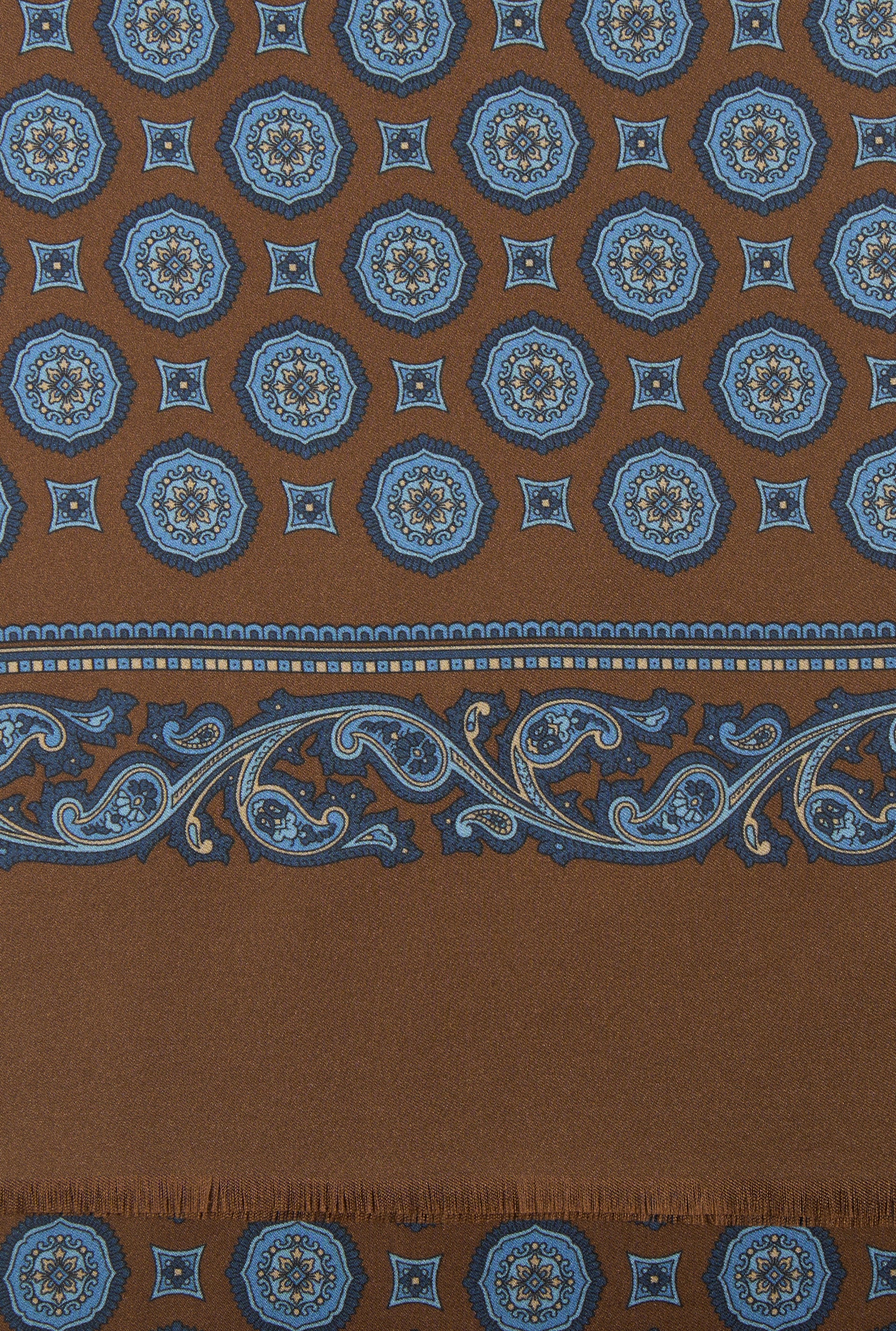 Brown Medallion Printed Silk Scarf