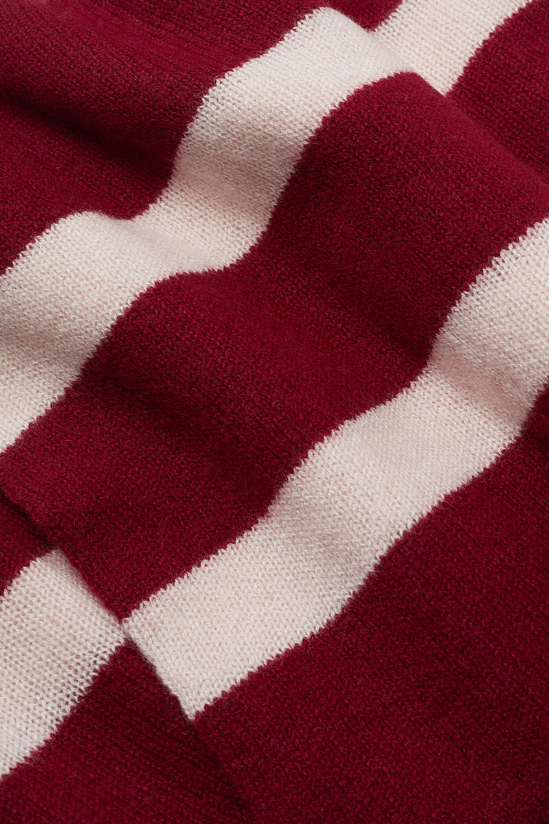 Burgundy College Stripe Cashmere Scarf
