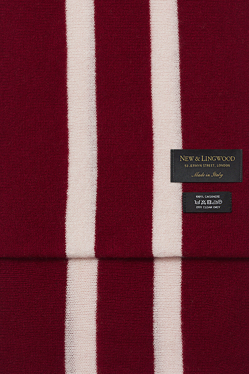 Burgundy College Stripe Cashmere Scarf