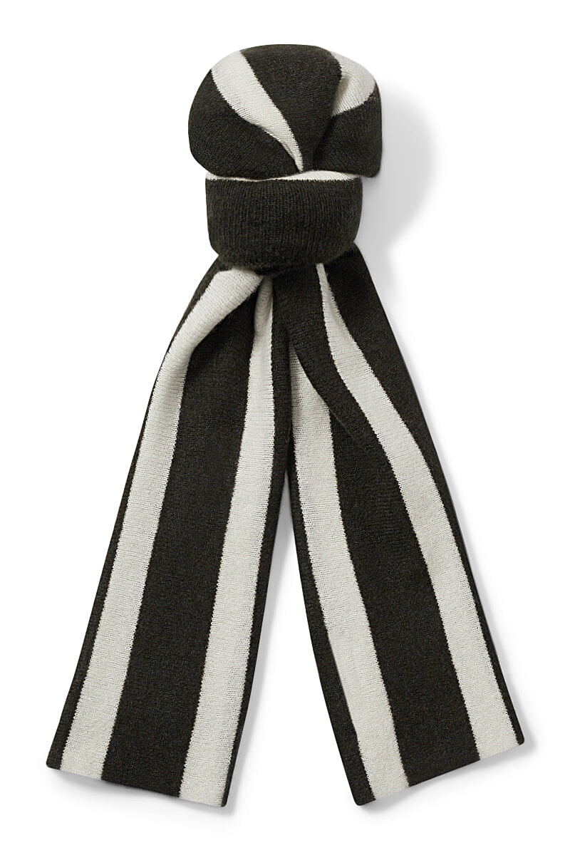 Green College Stripe Cashmere Scarf