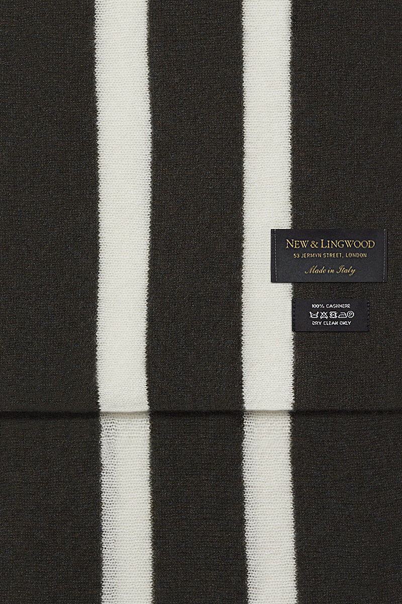 Green College Stripe Cashmere Scarf