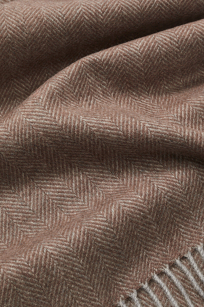 Camel Herringbone Cashmere Scarf