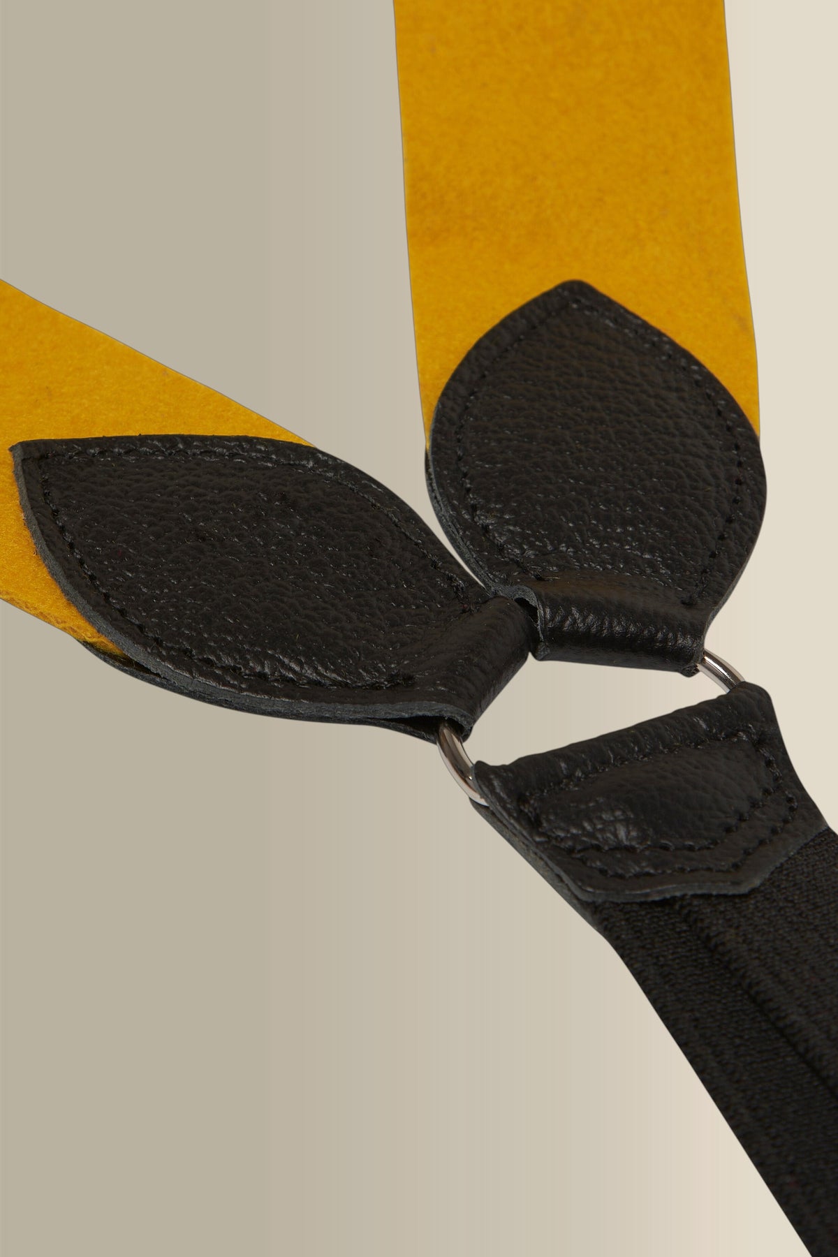 Gold Boxcloth Black Leather End Braces