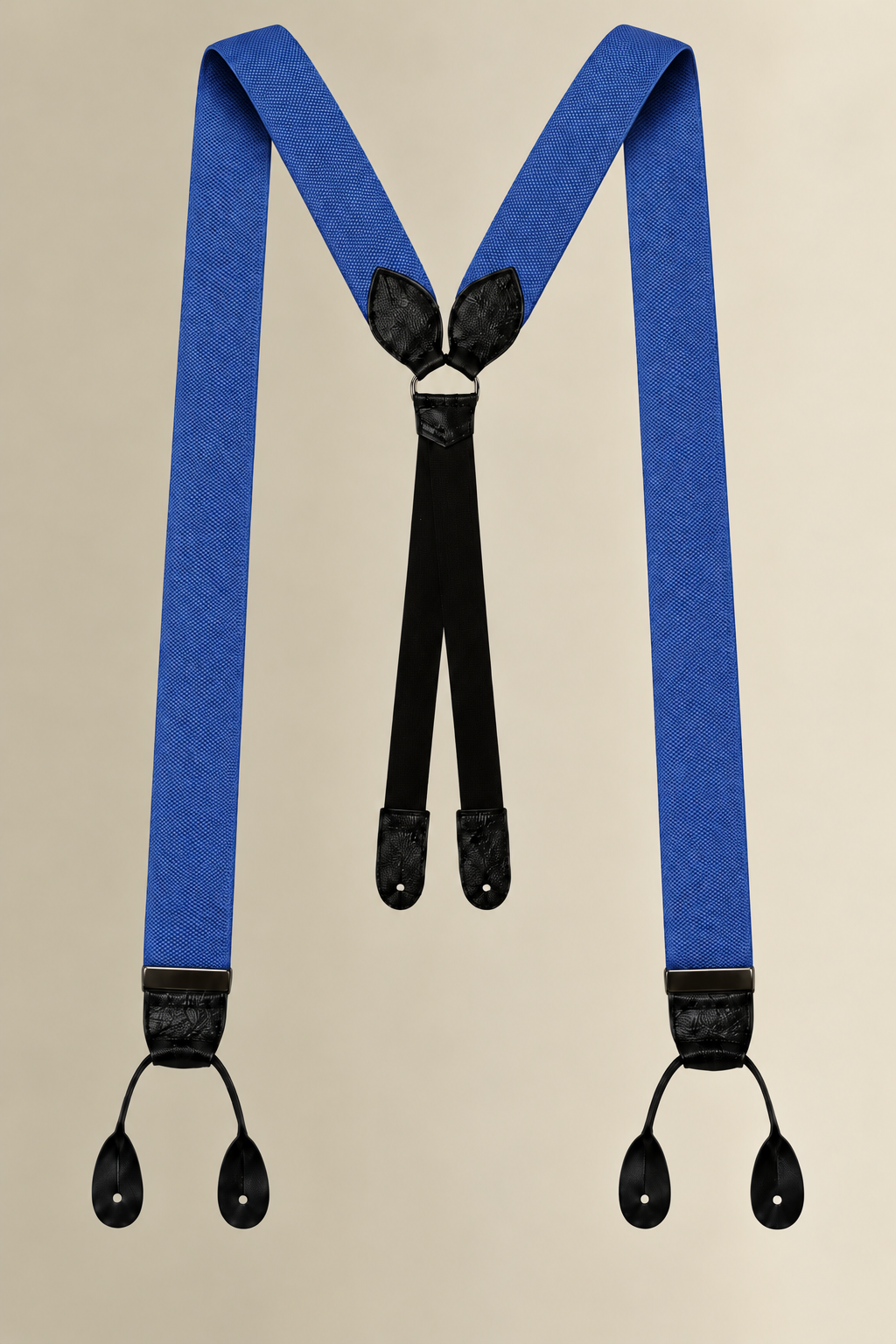 Sapphire Barathea Black Leather End Braces