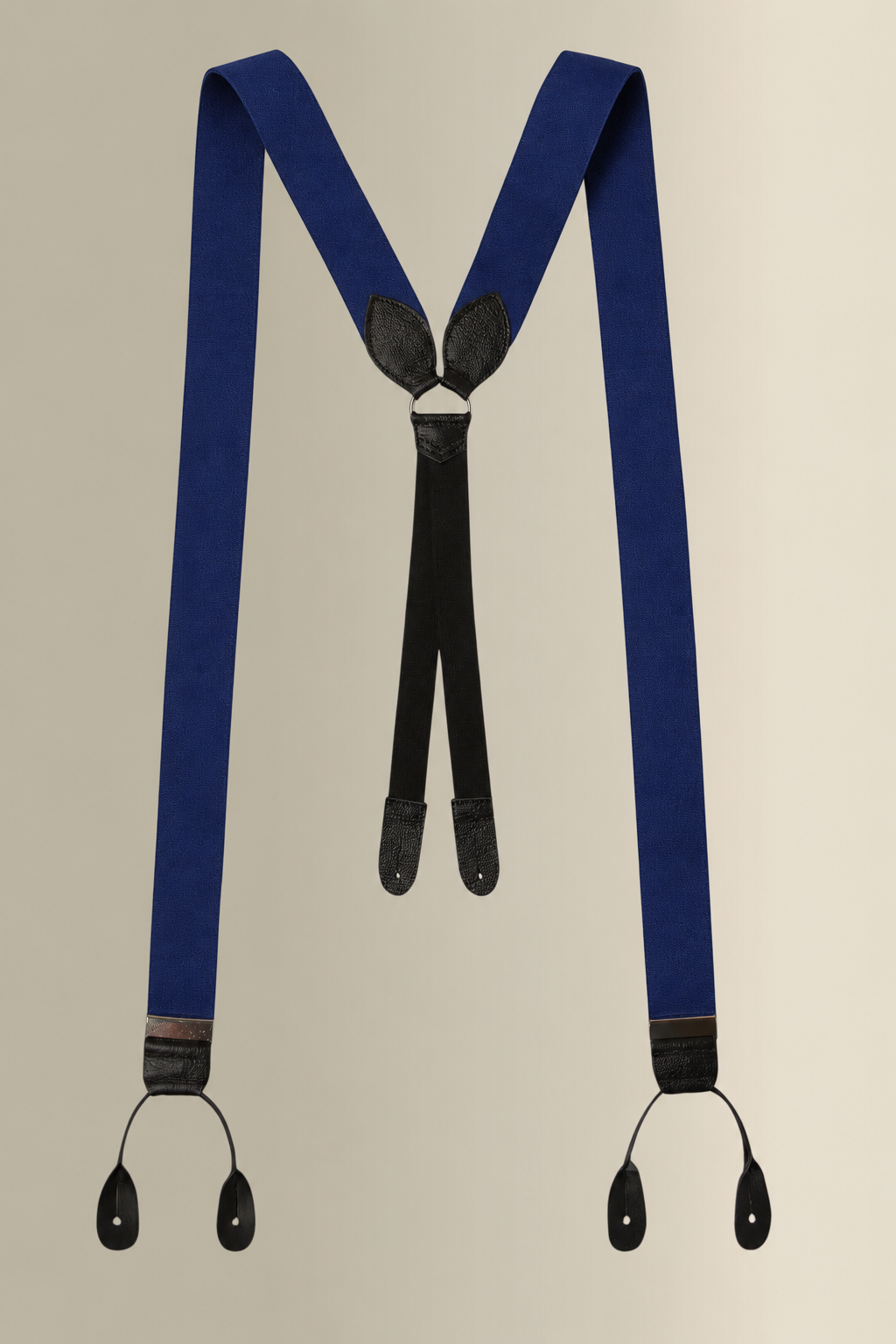 Navy Boxcloth Black Leather End Braces