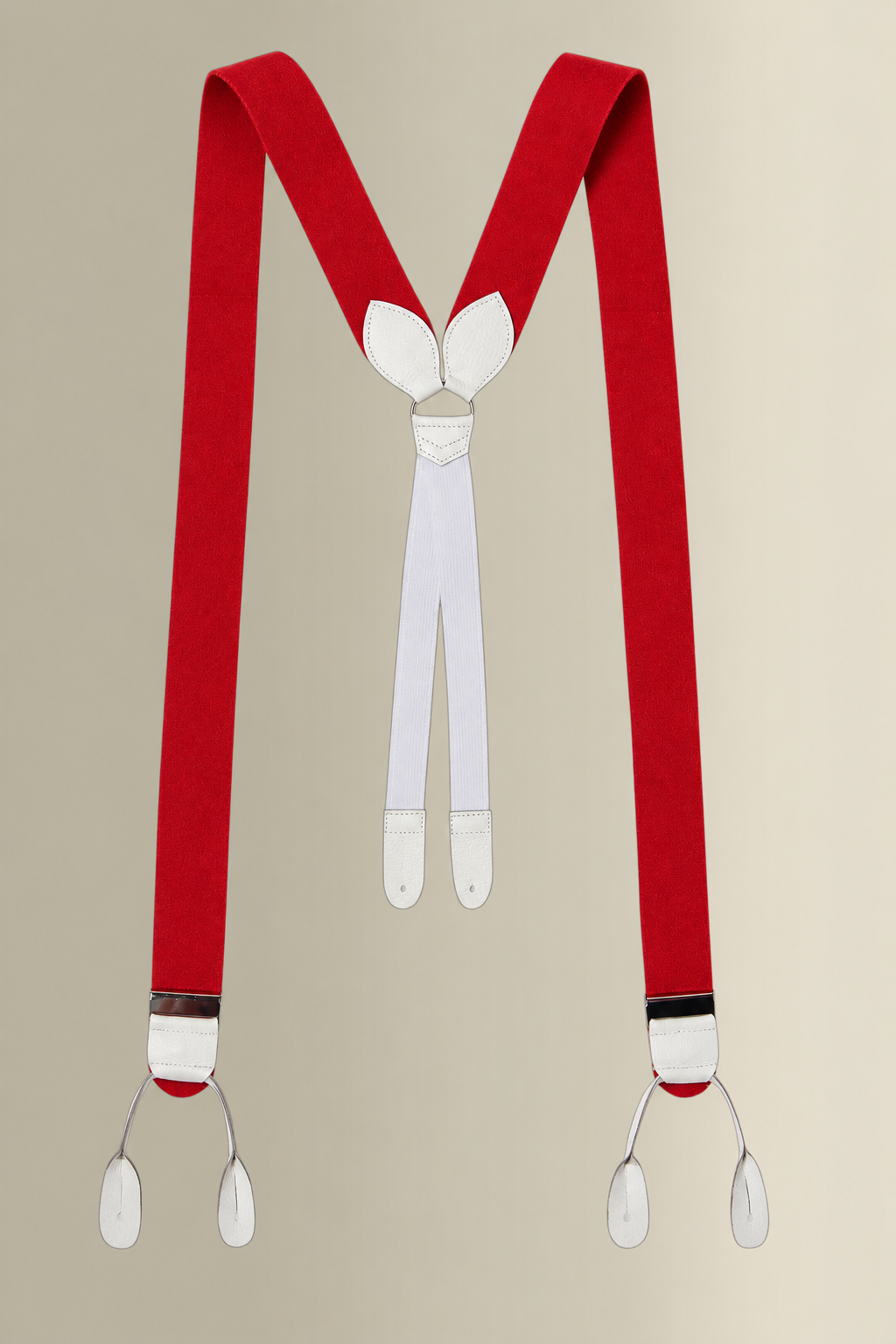 Red Boxcloth White Leather End Braces