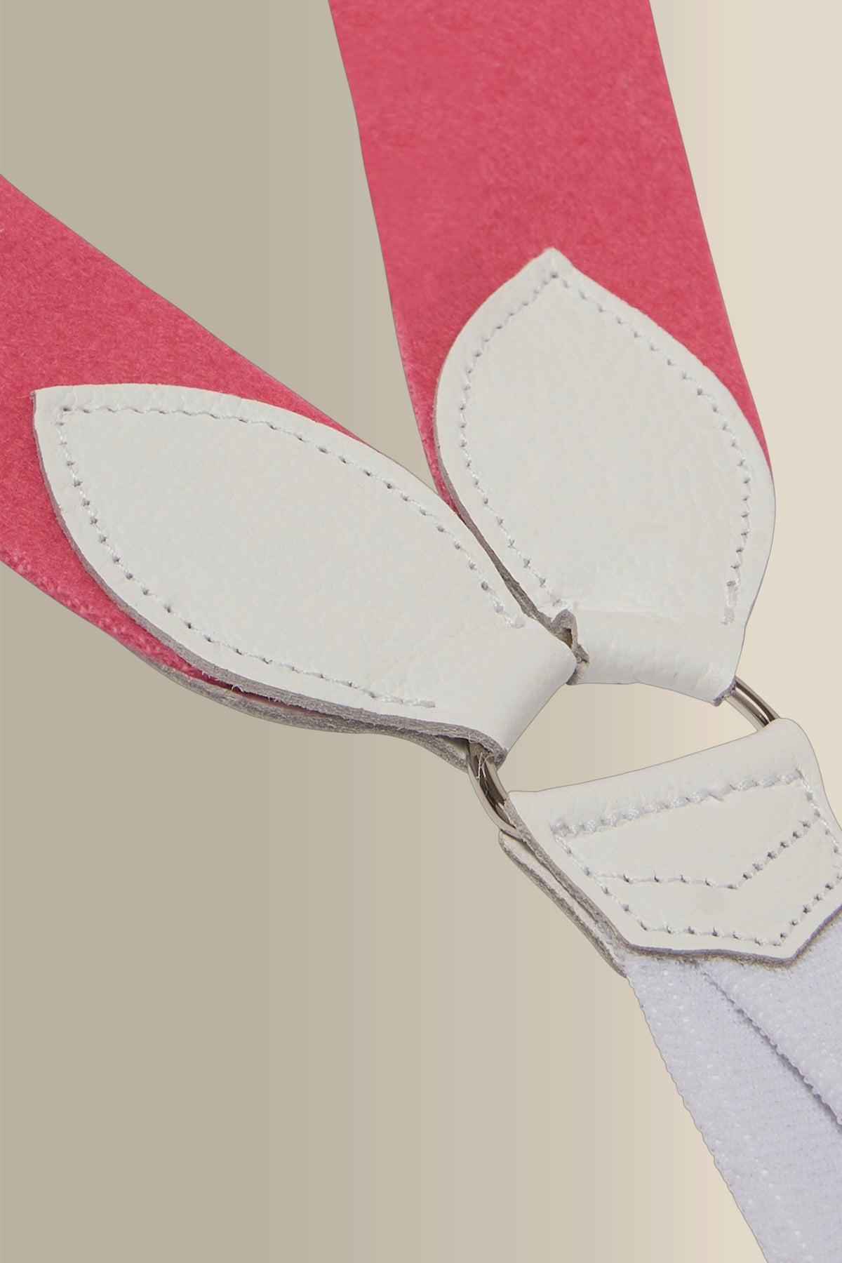 Pink Boxcloth White Leather End Braces
