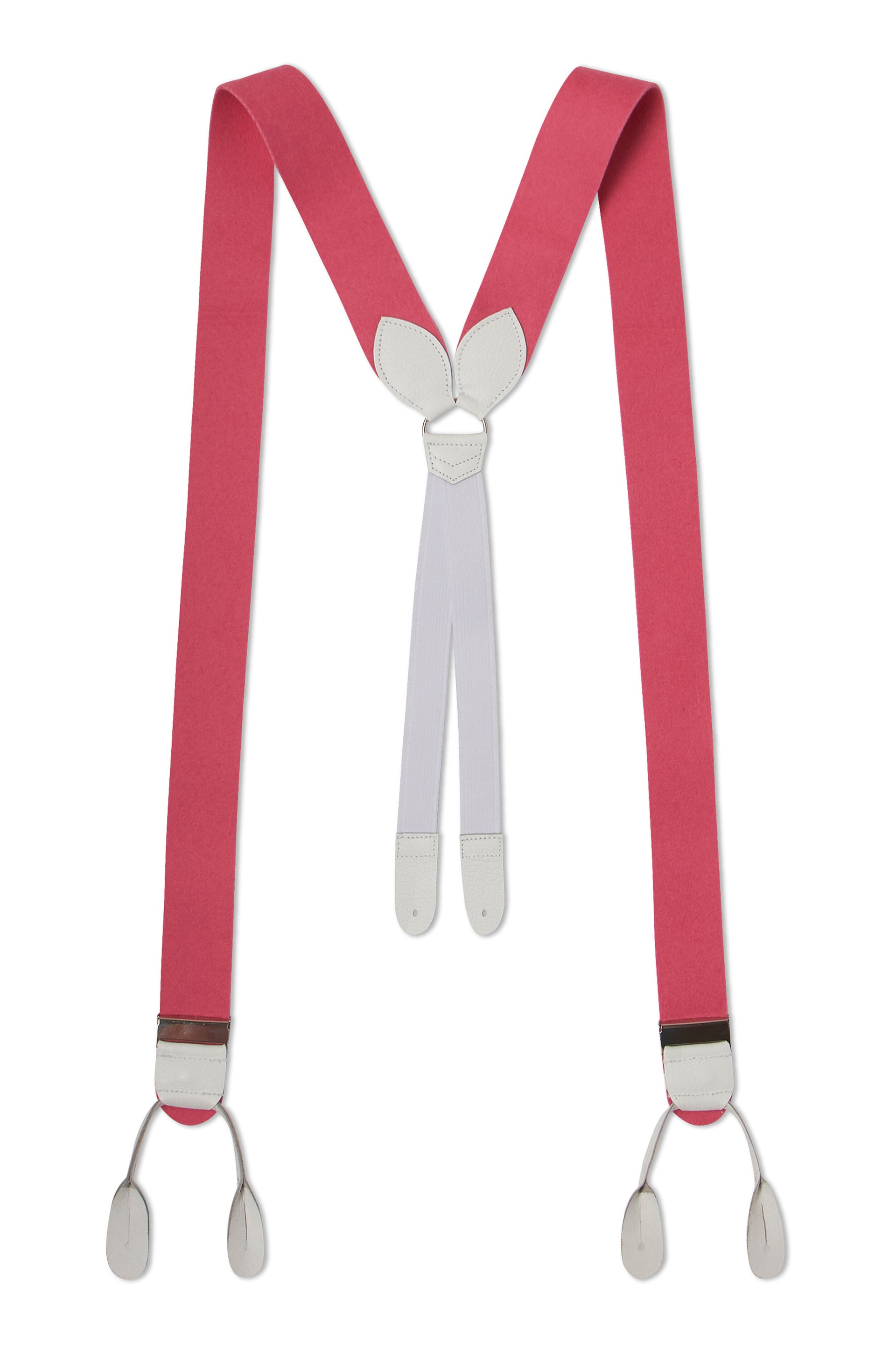 Pink Boxcloth White Leather End Braces