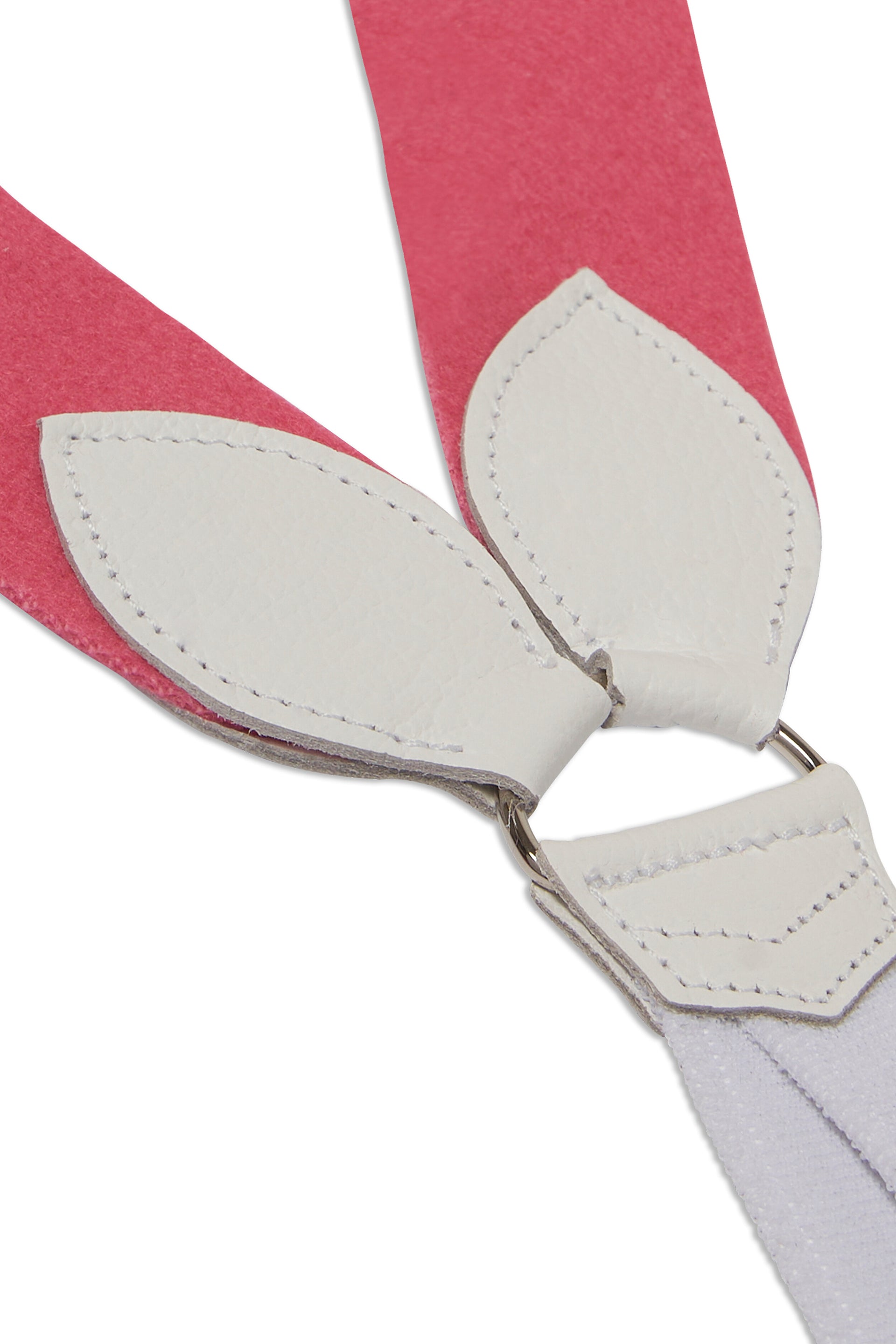 Pink Boxcloth White Leather End Braces