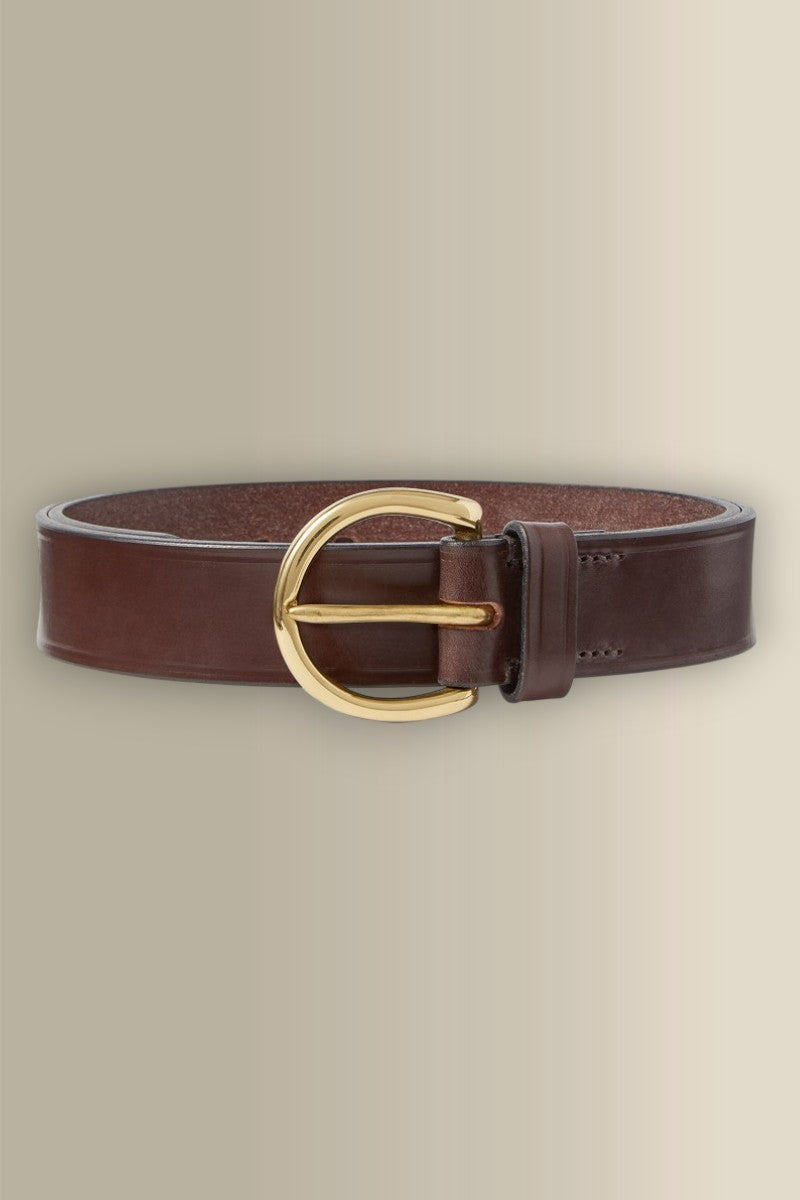 Brown Oval Buckle Leather Belt