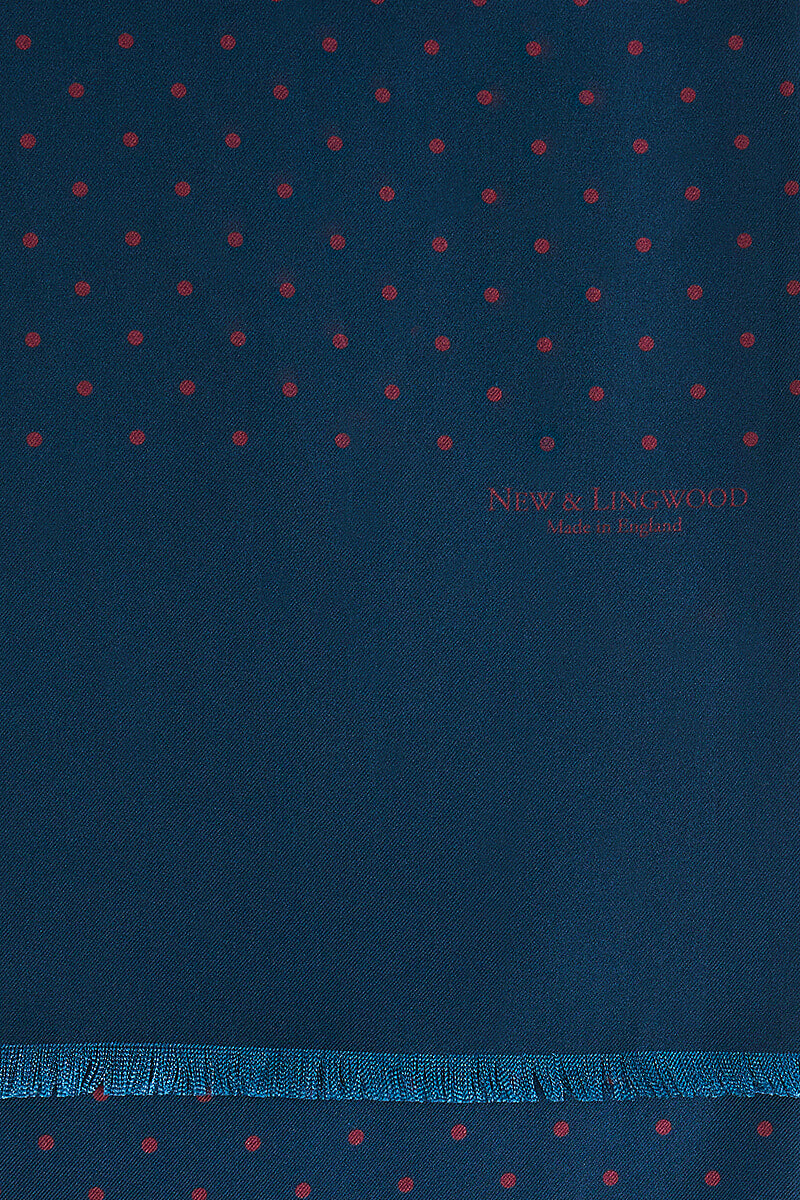 Navy Polka Dot Printed Silk Scarf