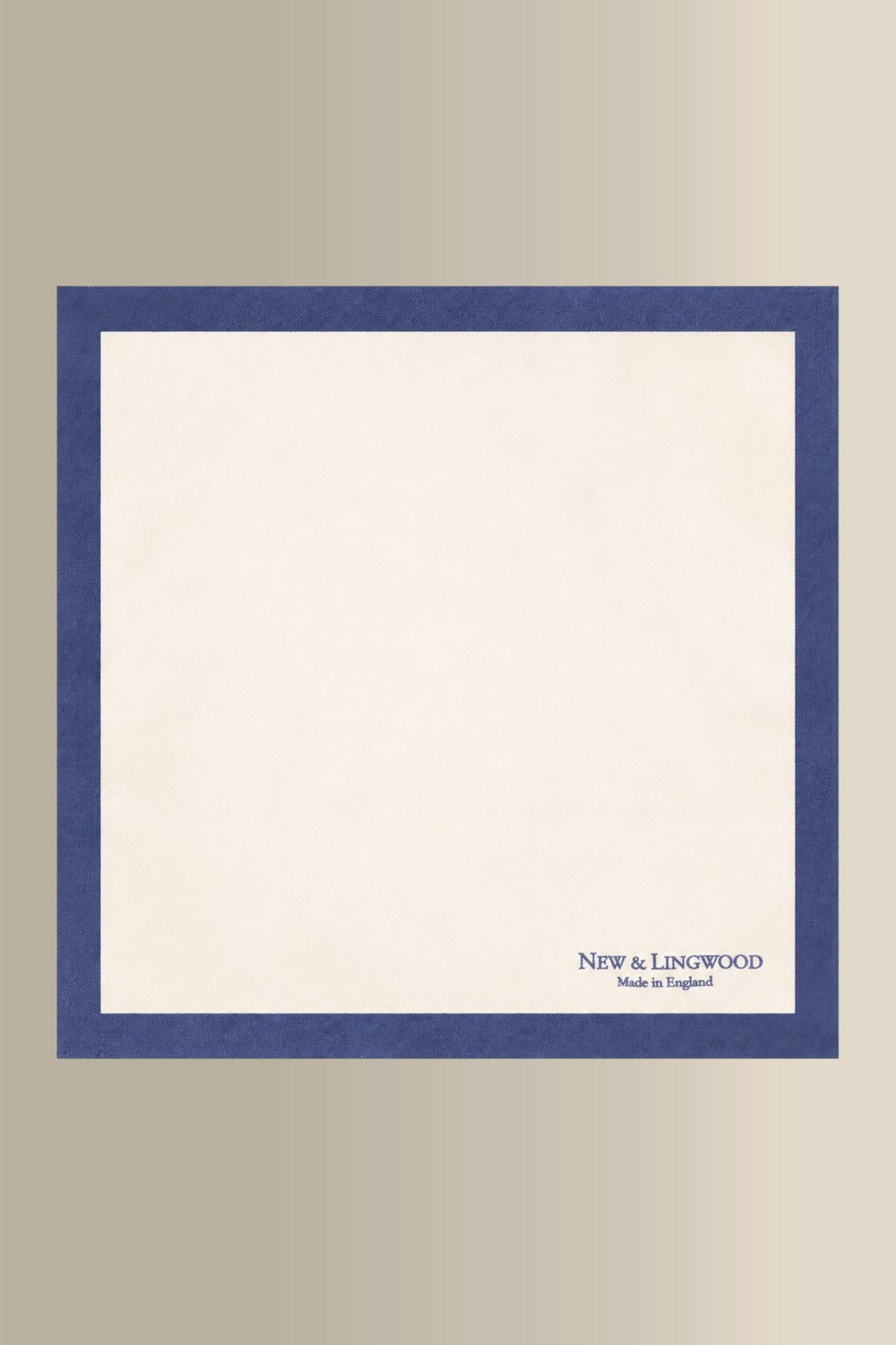White & Navy Border Silk Pocket Square