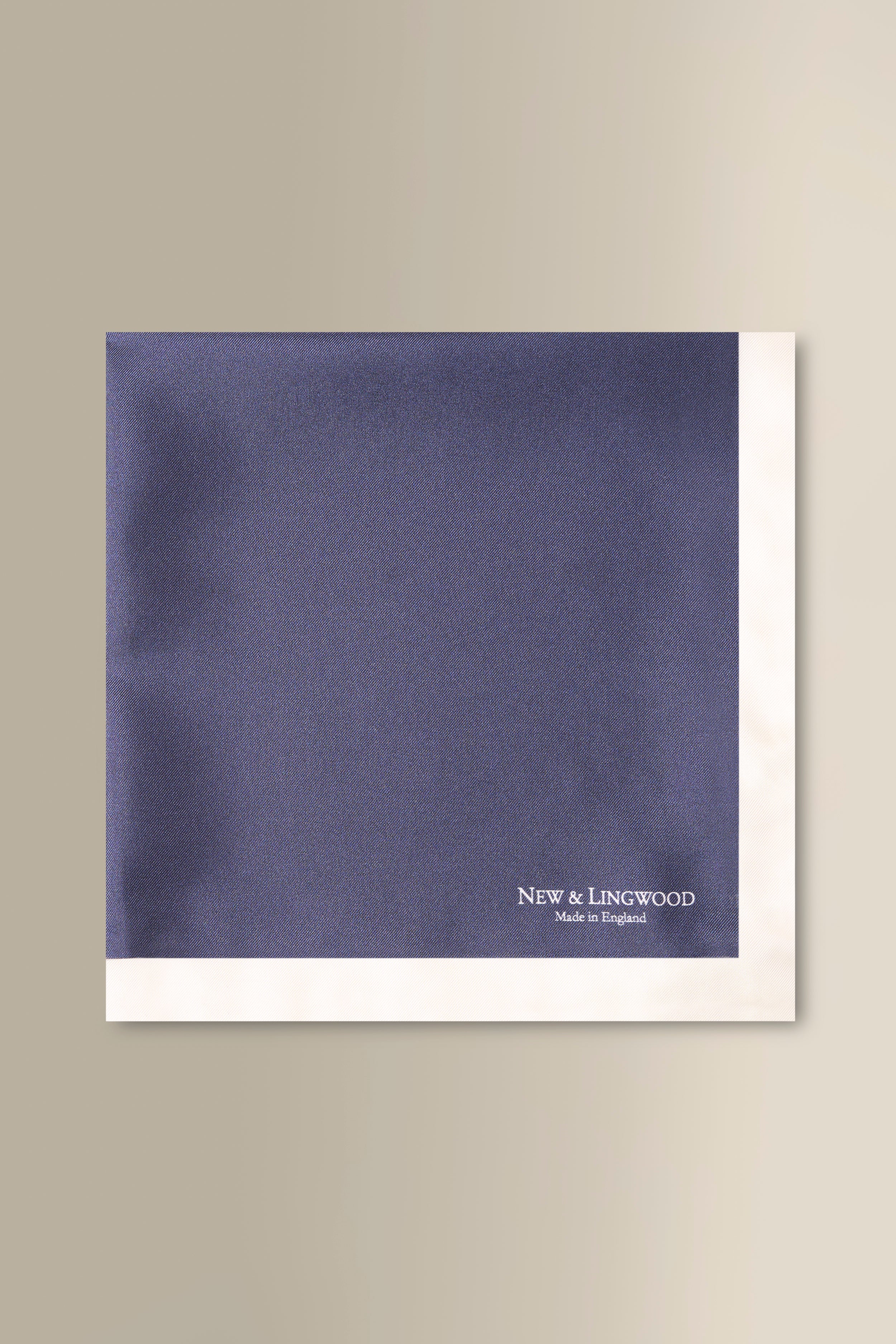 Navy & White Border Silk Pocket Square