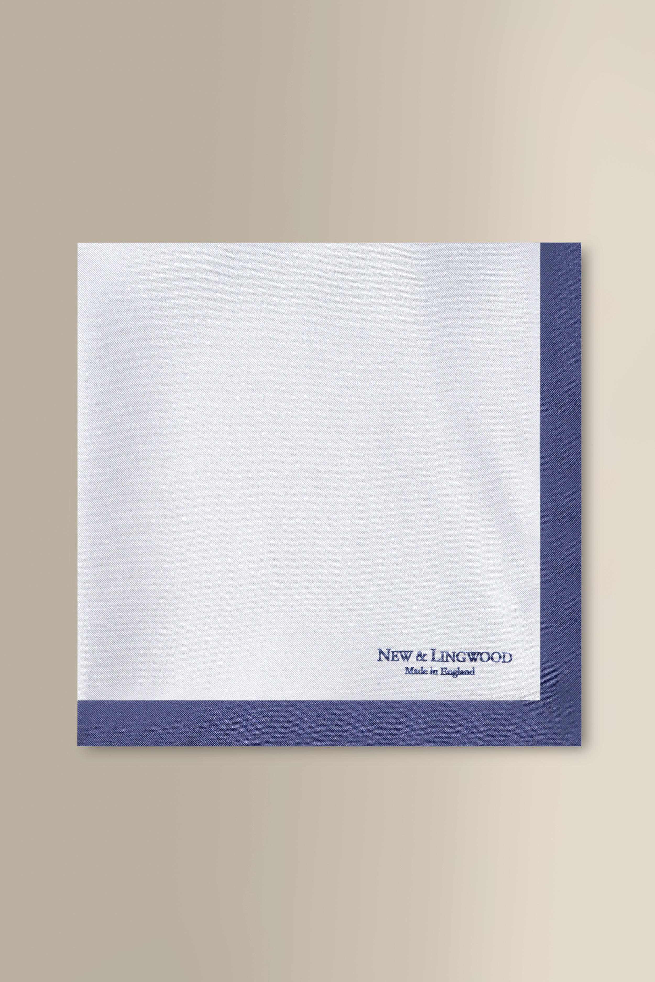 Sky & Navy Border Silk Pocket Square