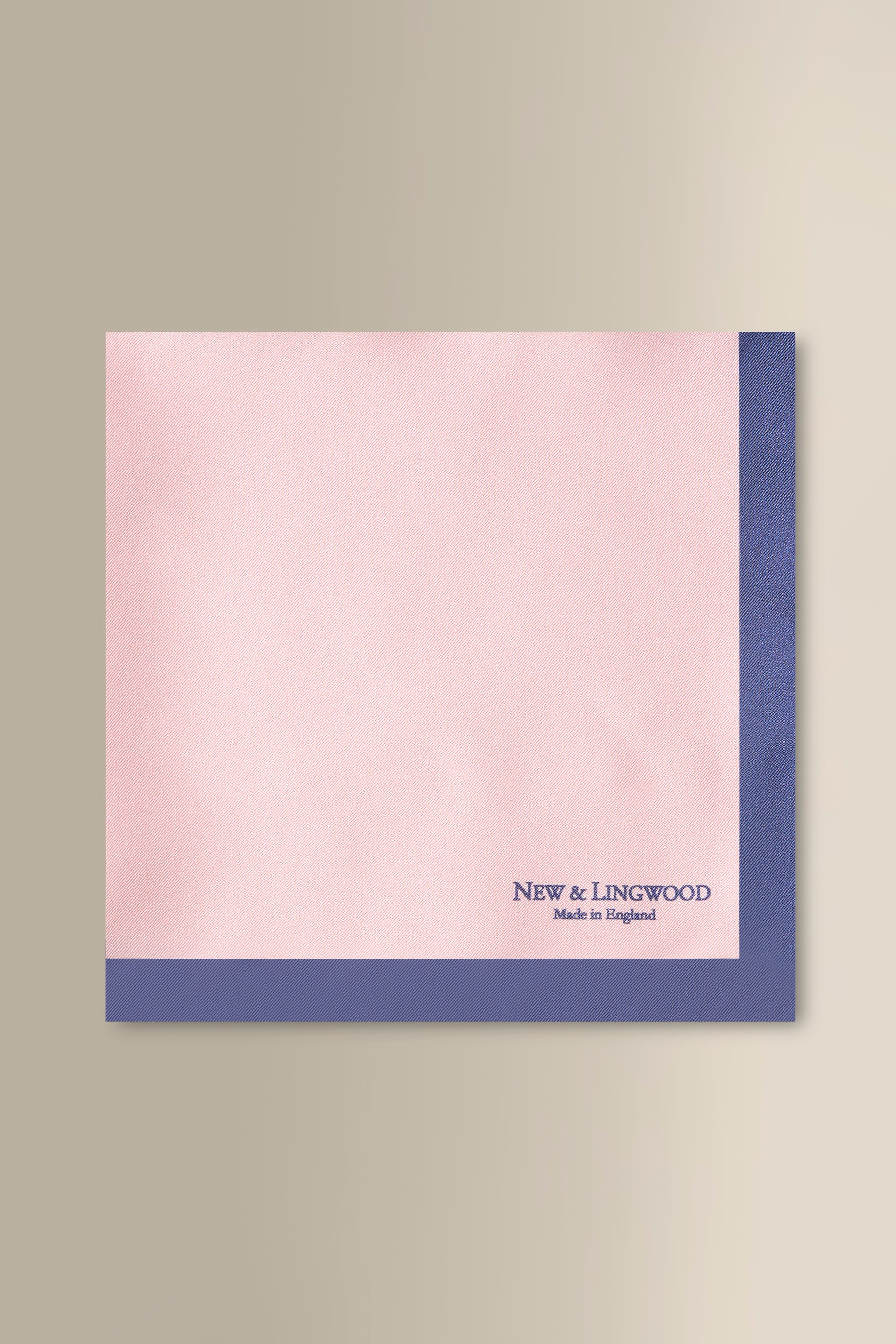 Pink & Navy Border Silk Pocket Square