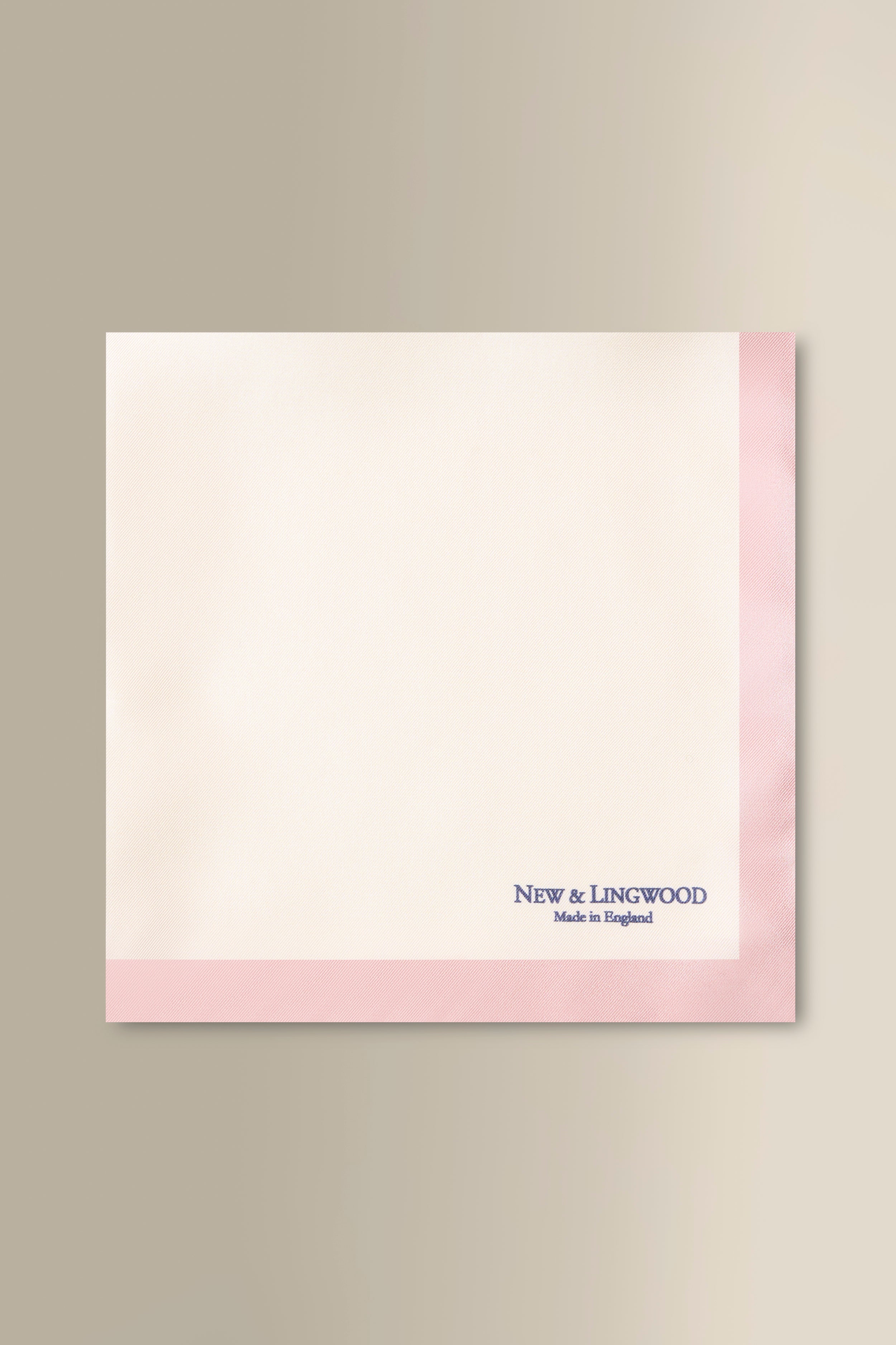 White & Pink Border Silk Pocket Square