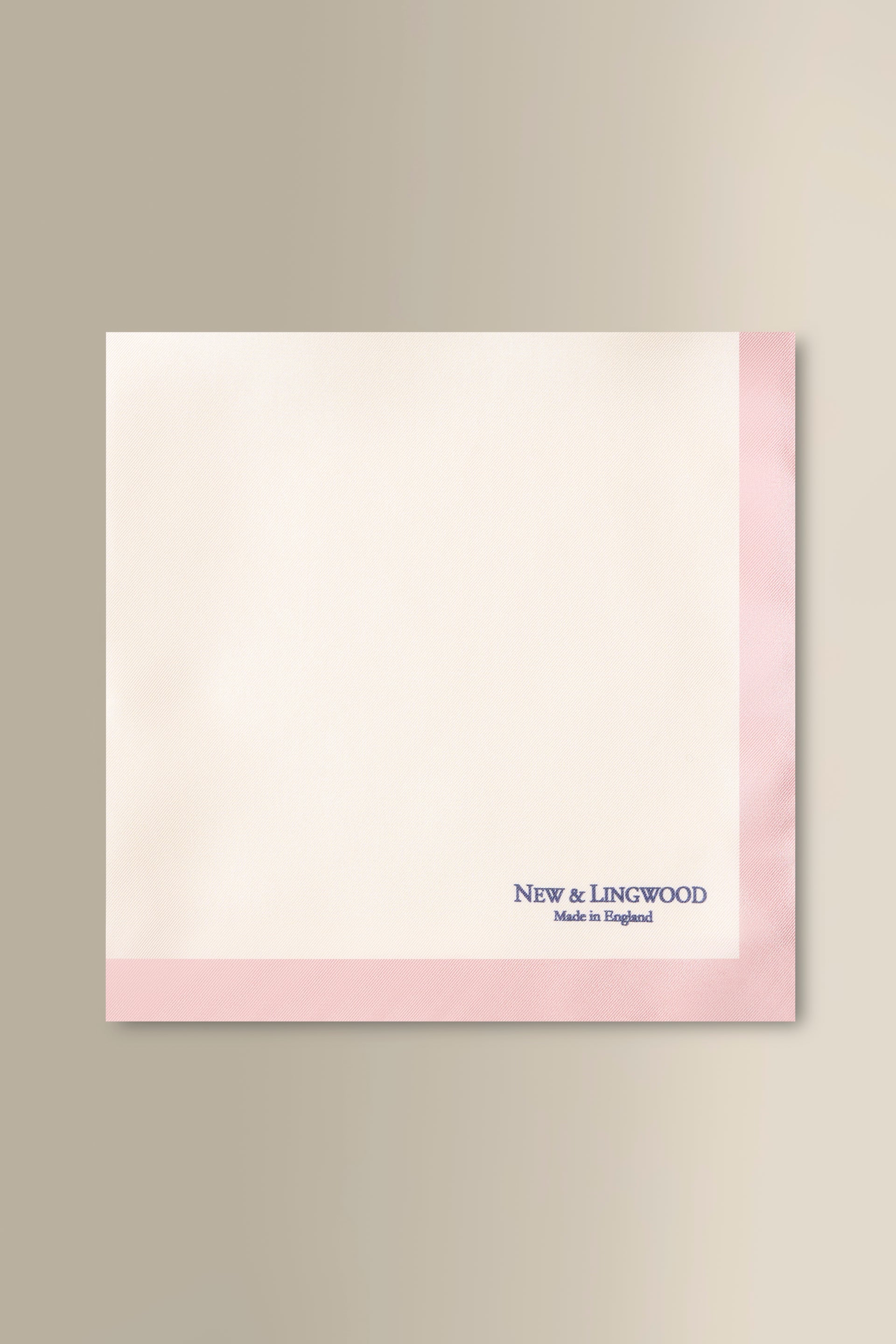 White & Pink Border Silk Pocket Square