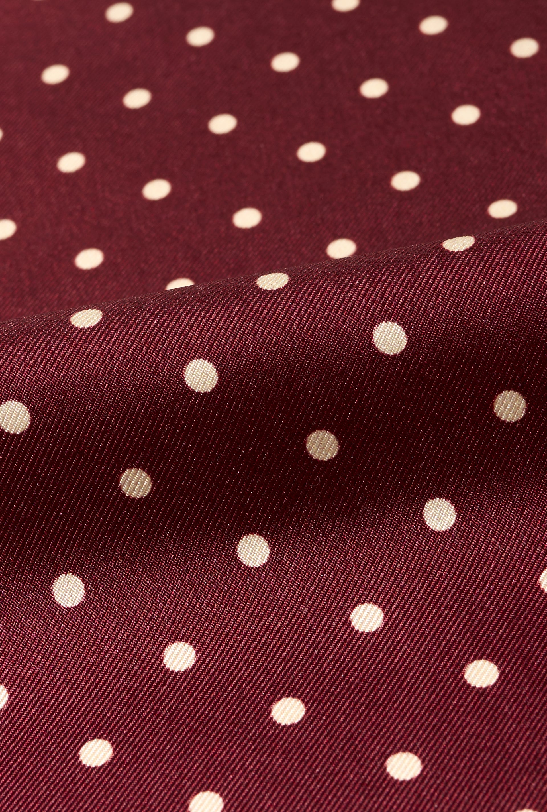 Burgundy & White Polka Dot Silk Pocket Square