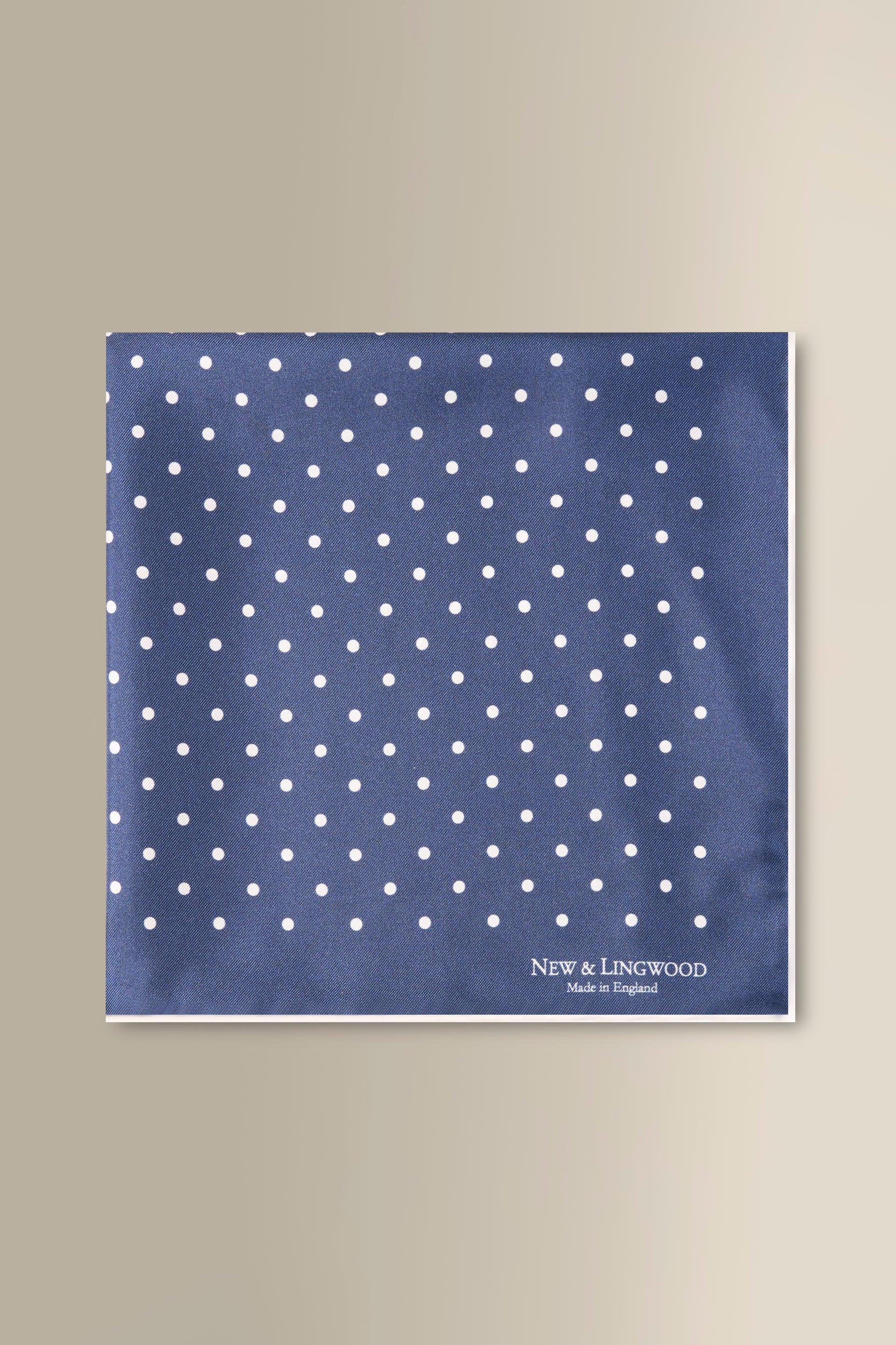 Navy & White Polka Dot Silk Pocket Square
