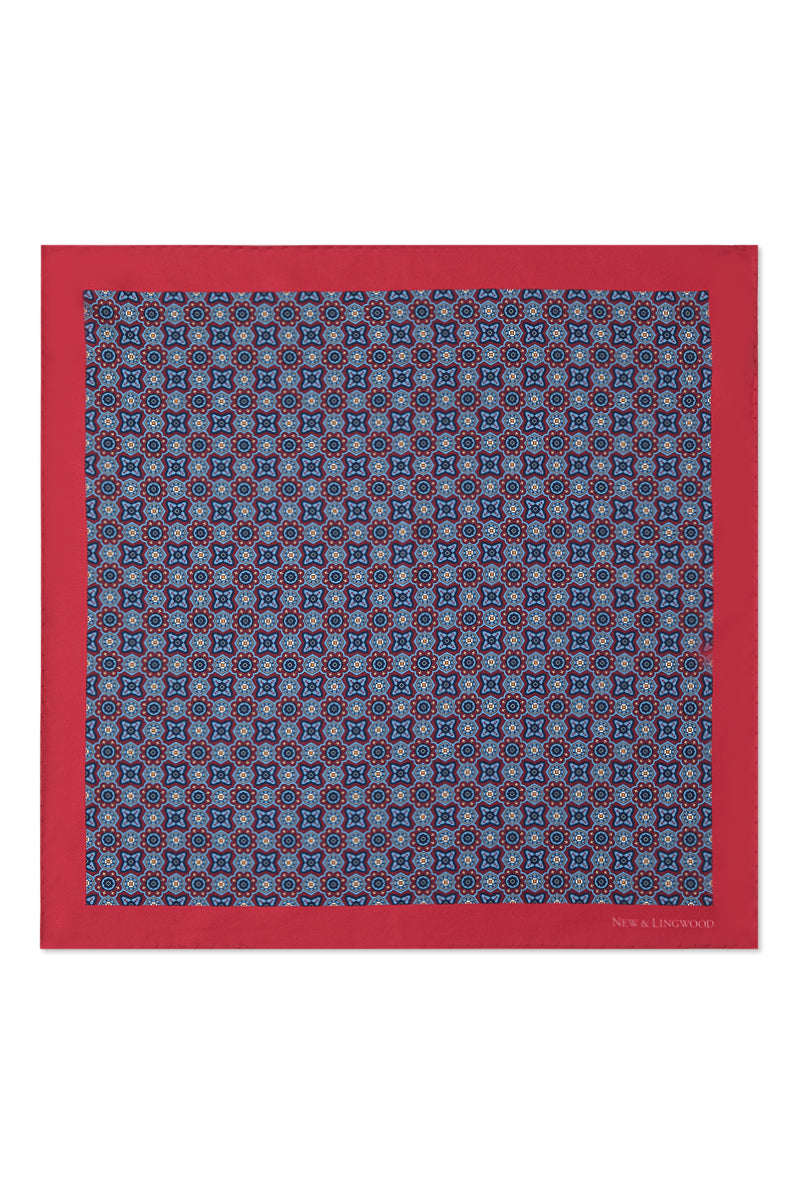 Red Micro Pattern Silk Pocket Square