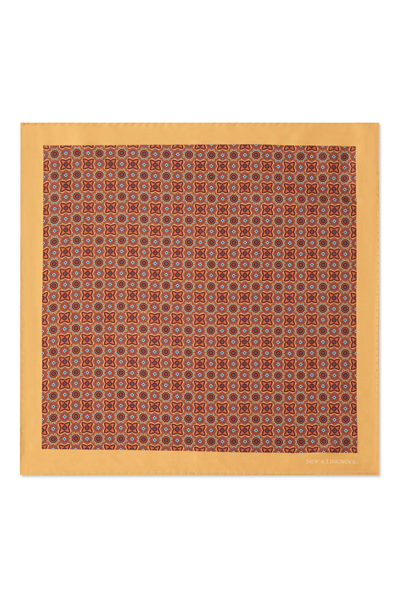 Mustard Micro Pattern Silk Pocket Square