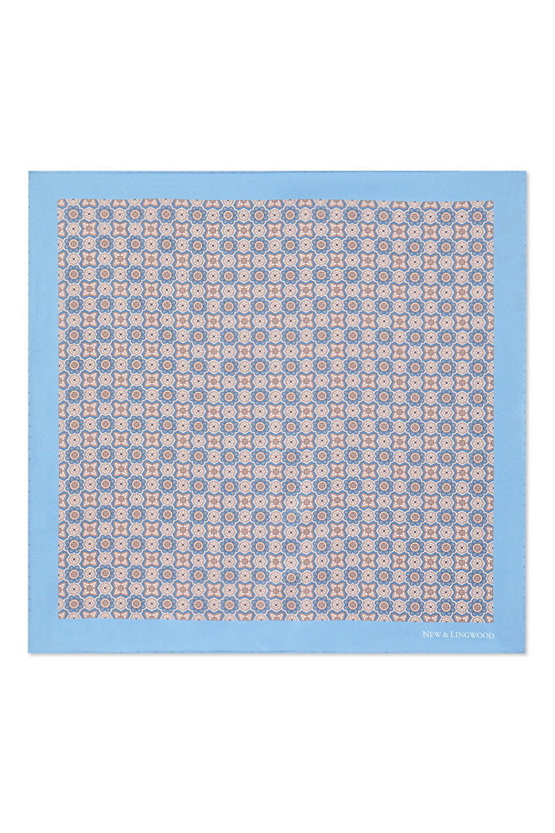 Blue Micro Floral Silk Pocket Square