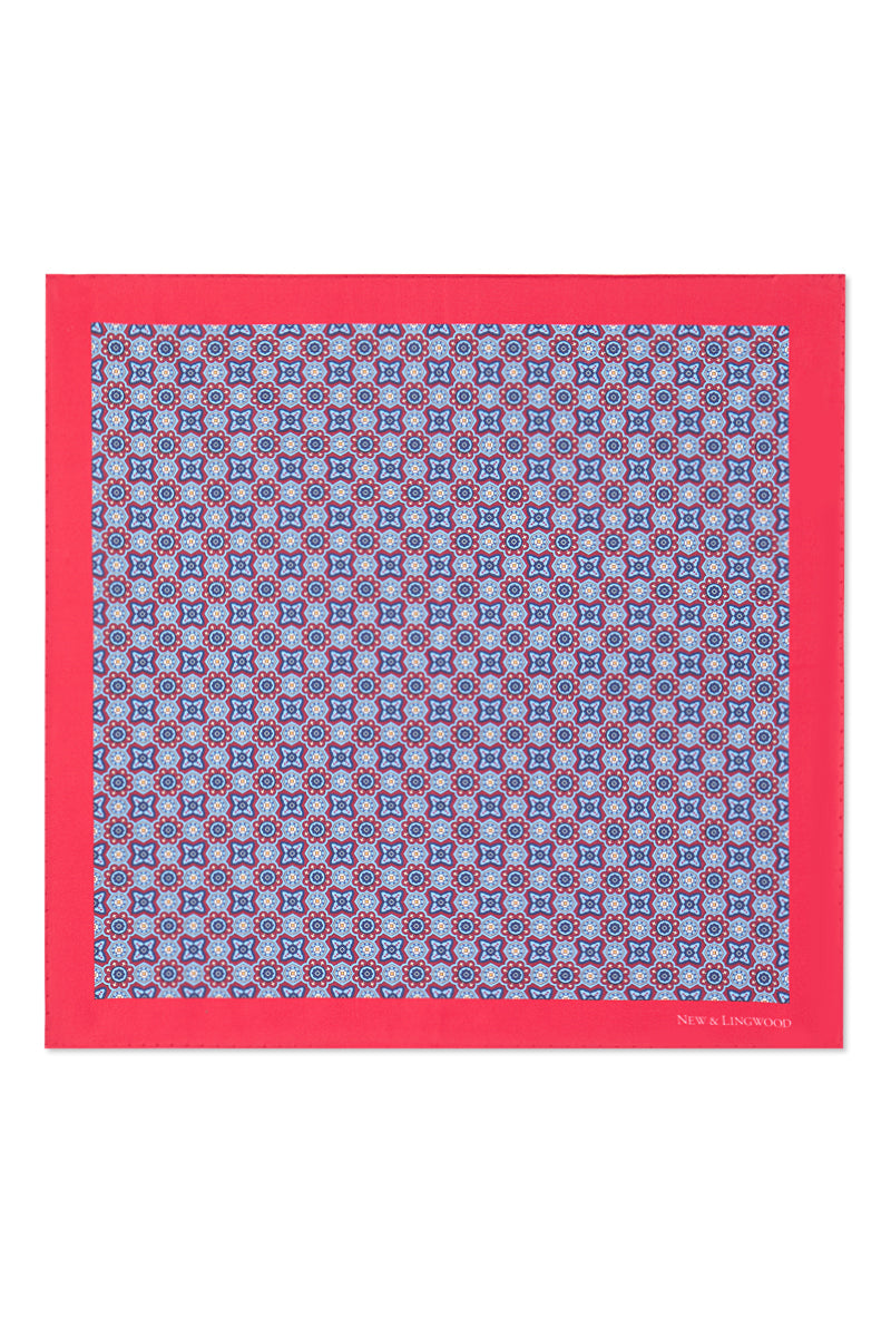Red Micro Floral Silk Pocket Square