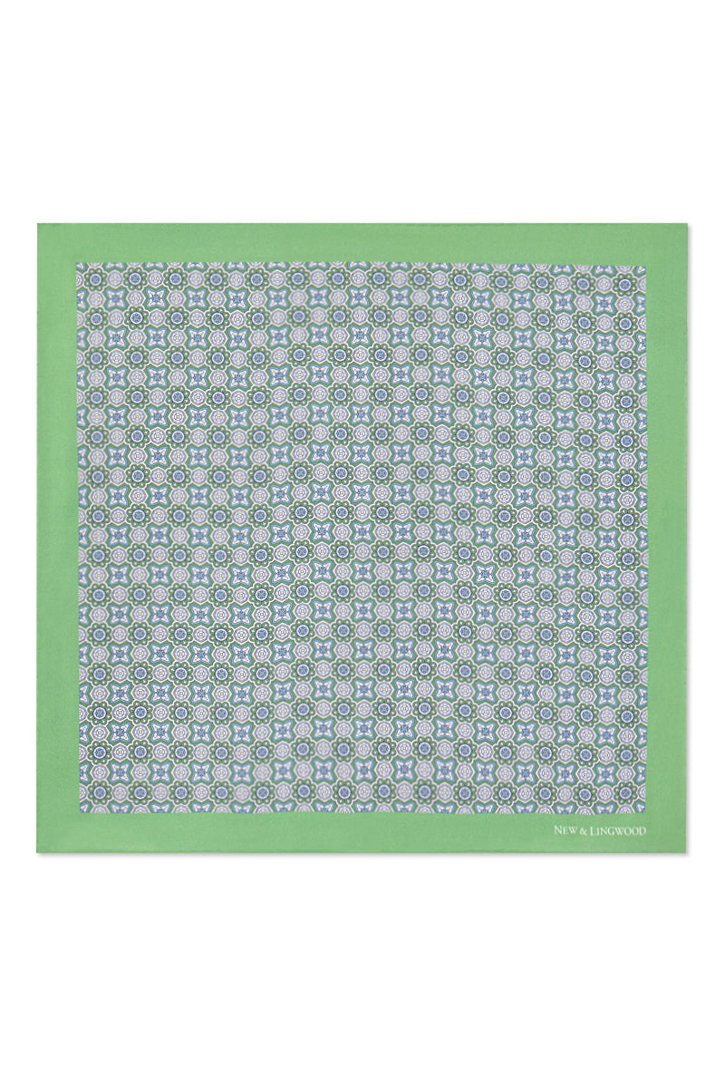 Green Micro Floral Silk Pocket Square