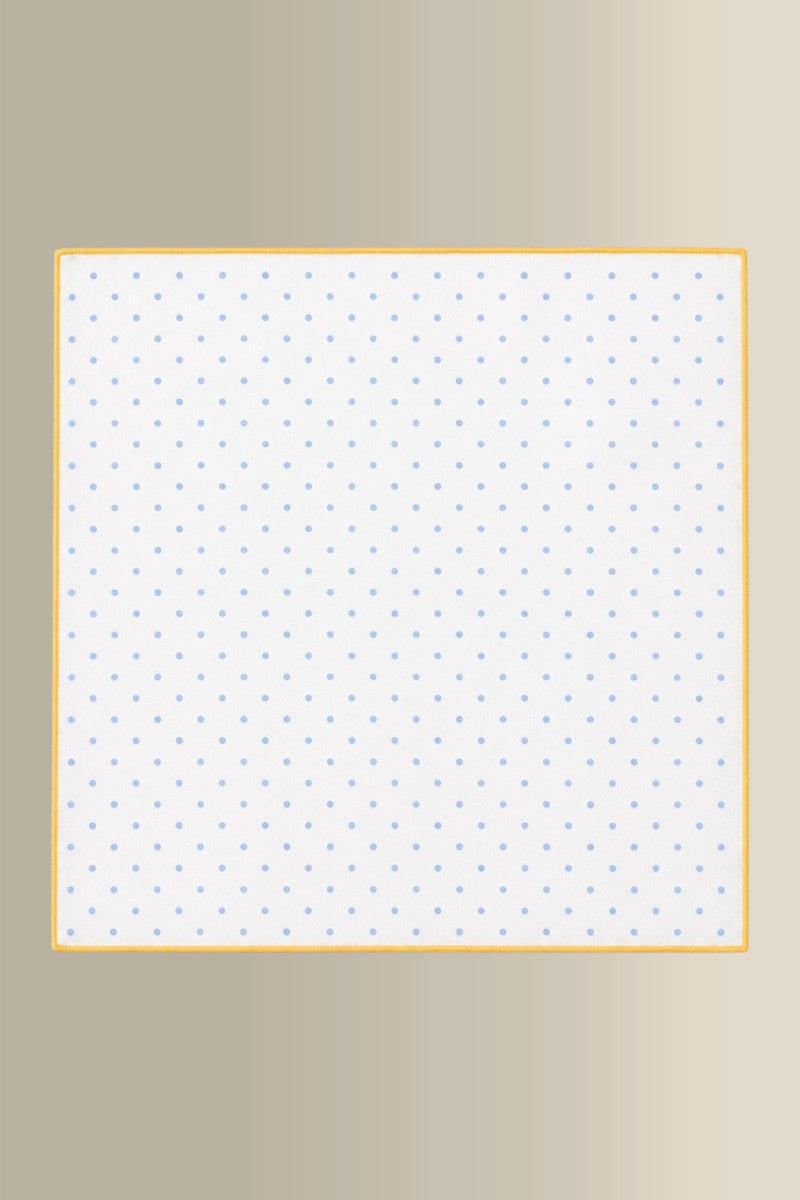 Yellow & Blue Polka Dot Linen Pocket Square